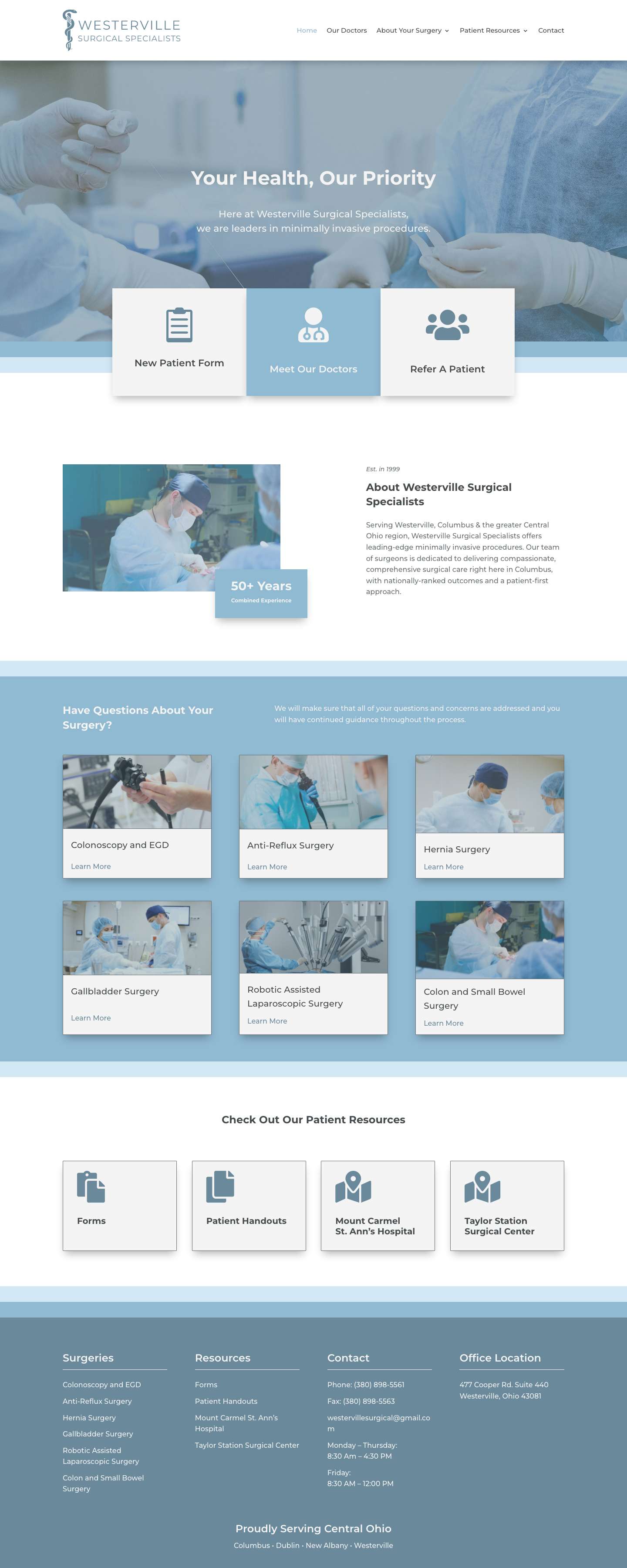 Homepage - Westerville Surgical Specialists - Full Screenshot