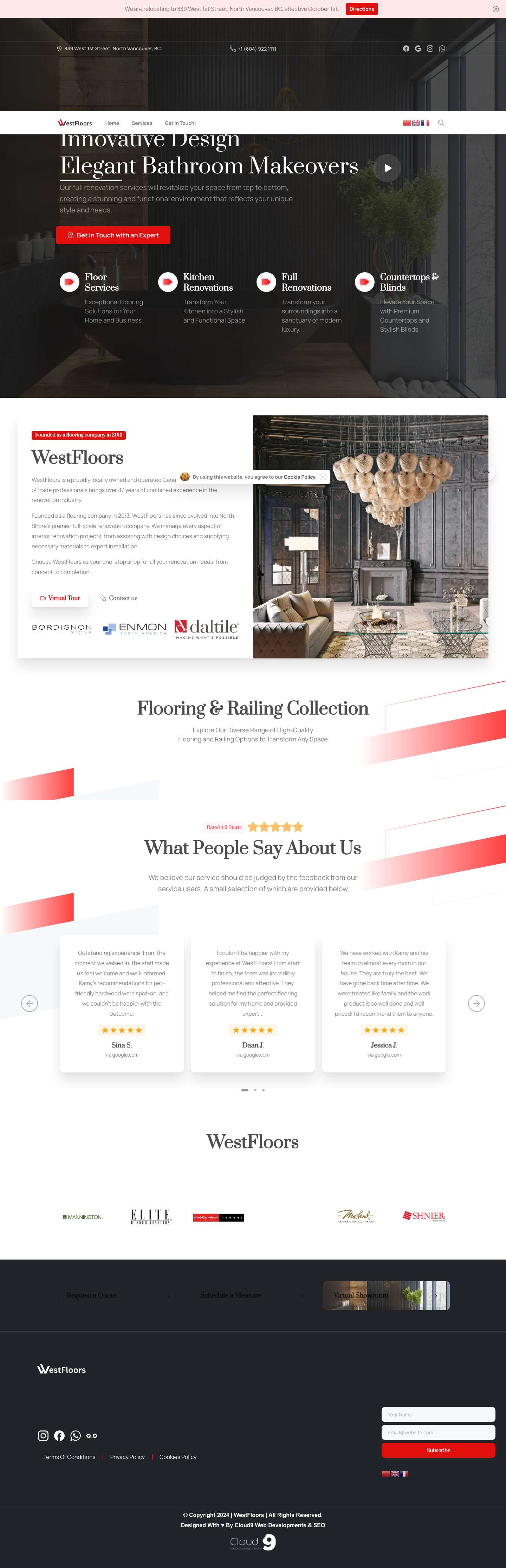 WestFloors offers expert flooring and renovation services in West Vancouver - Full Screenshot