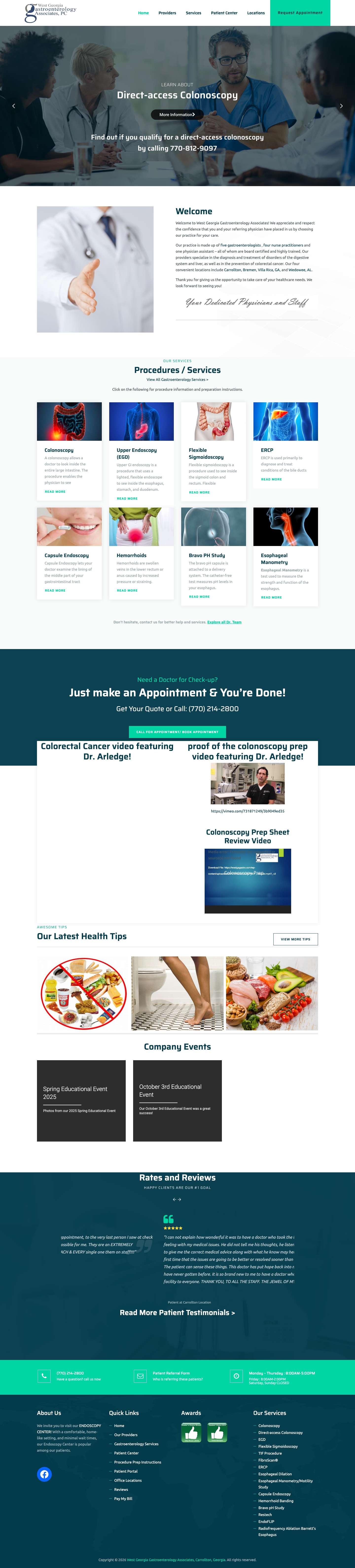 West Georgia Gastroenterology Associates, Carrollton, Georgia – Gastroenterologists specializing in diagnosis & treatment of disorders of the digestive system - Full Screenshot