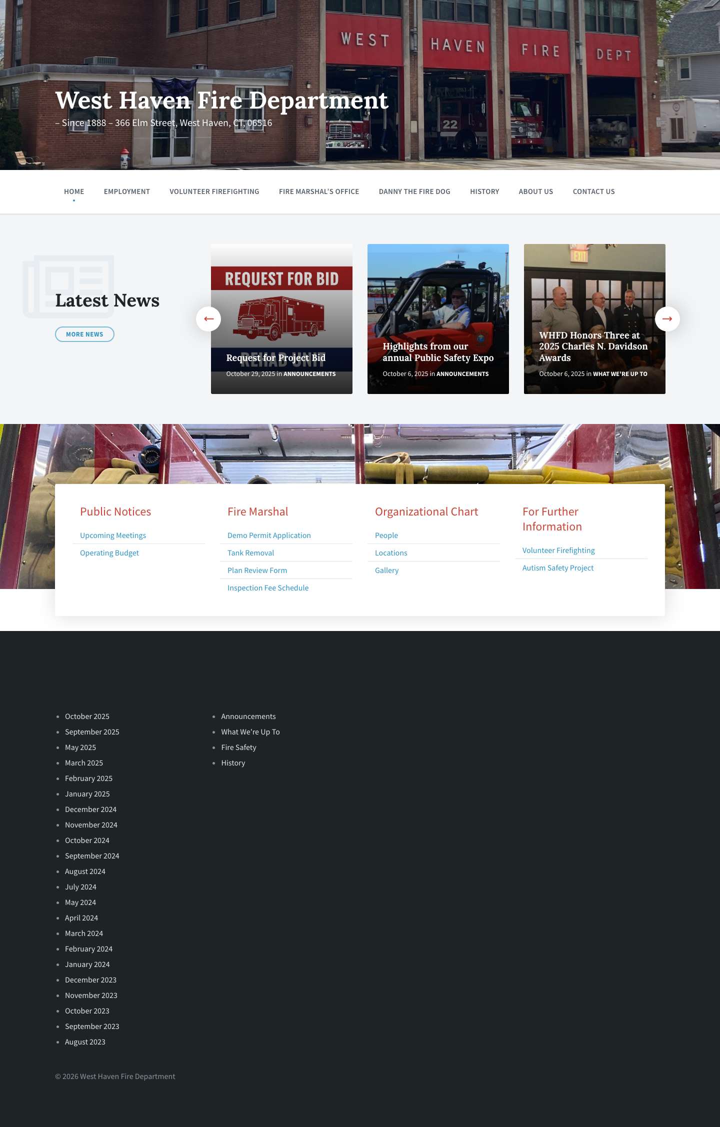West Haven Fire News Board - West Haven Fire Department - Full Screenshot