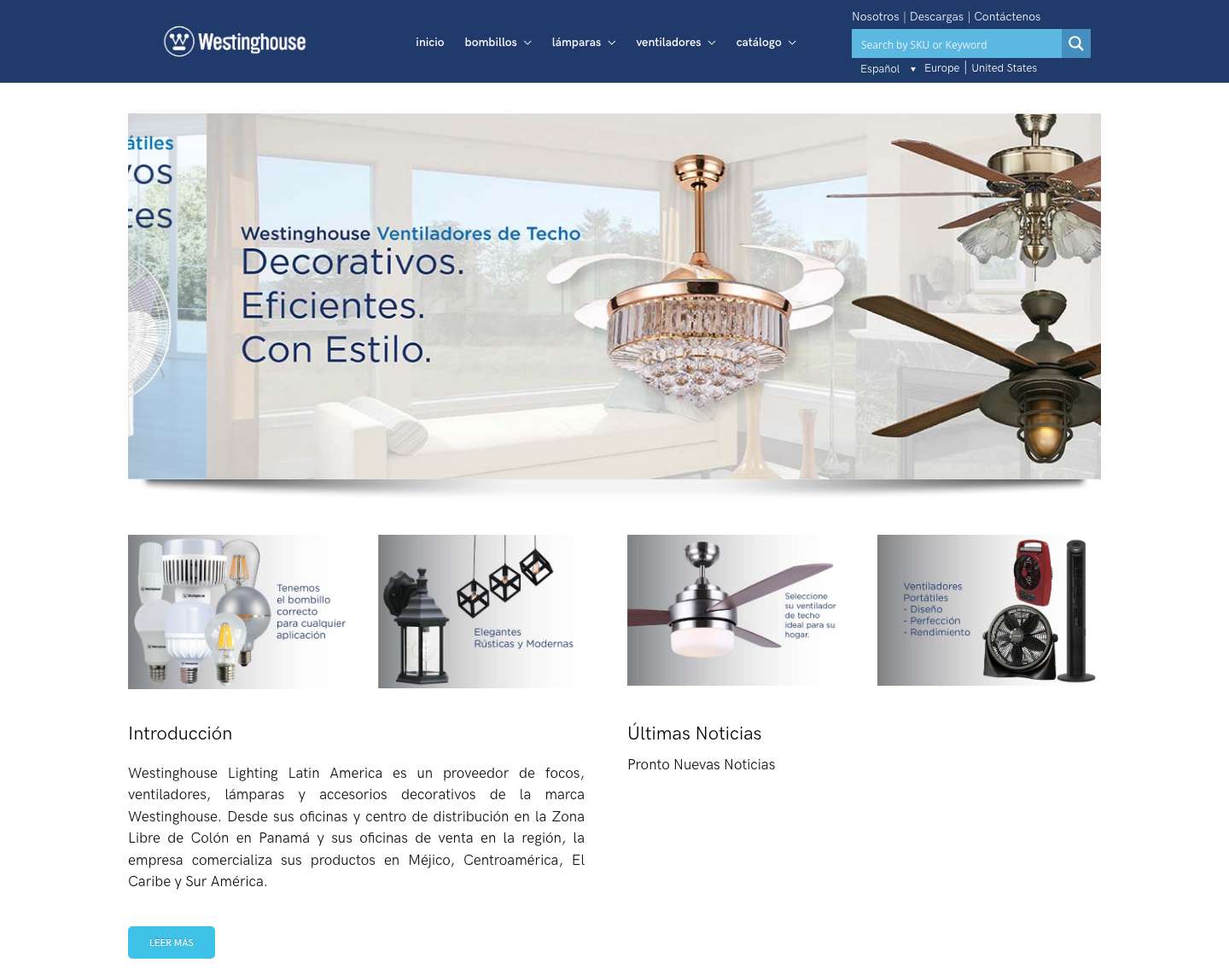 Westinghouse Lighting Latin America - Full Screenshot