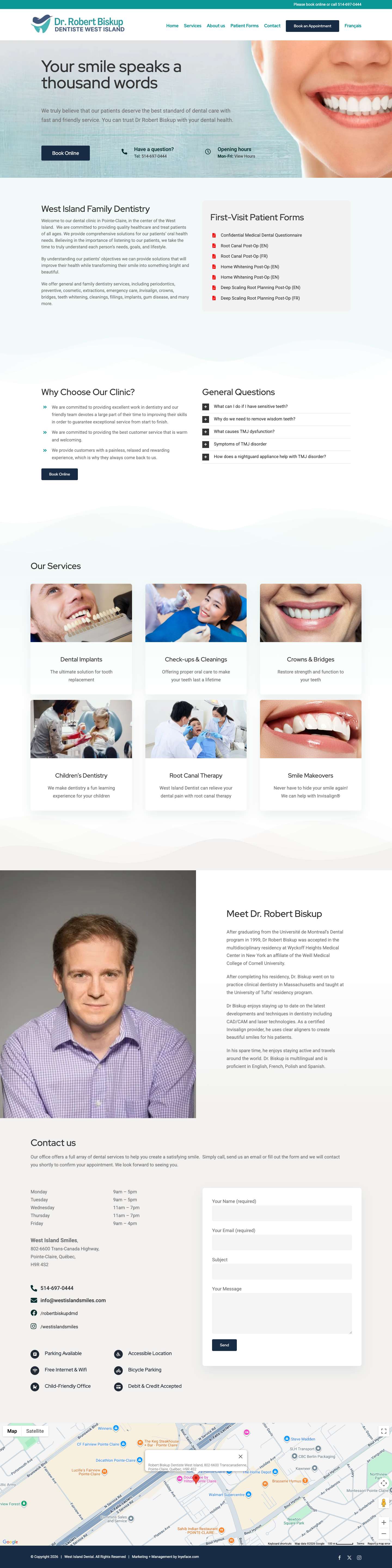 Robert Biskup Dentiste West Island Dentist - Full Screenshot