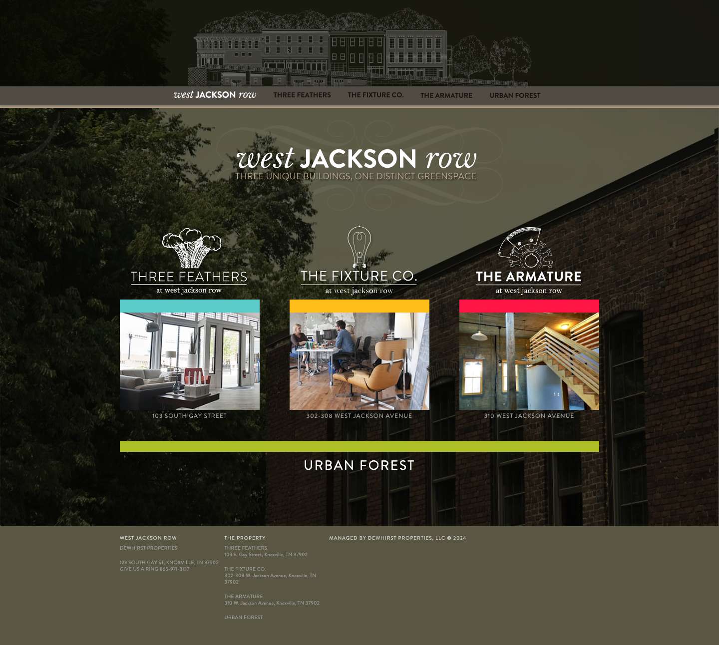 Home | West Jackson Row Apartments and RealtyWest Jackson Row | West Jackson Row Apartments allow upscale urban loft living at an affordable price in downtown Knoxville. - Full Screenshot