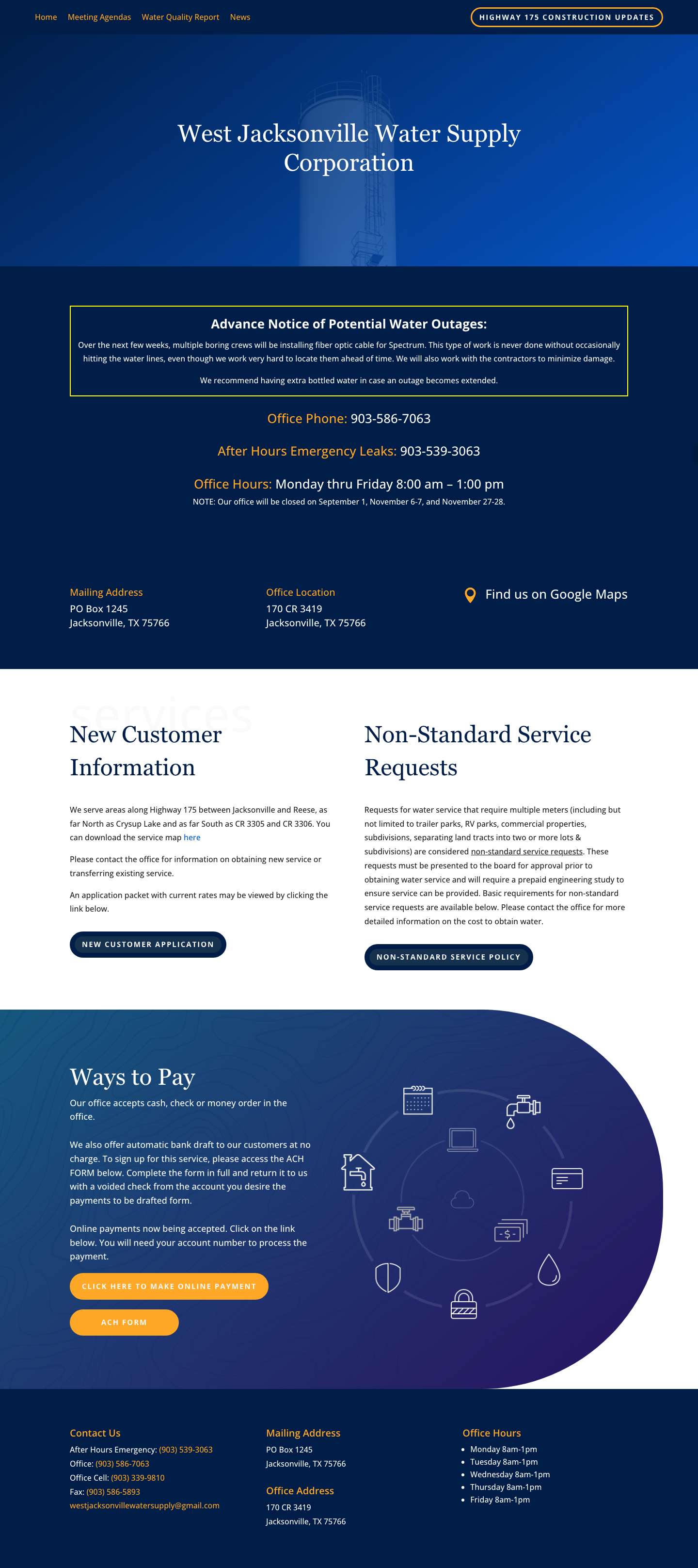 Home | West Jacksonville Water Supply Corporation - Full Screenshot