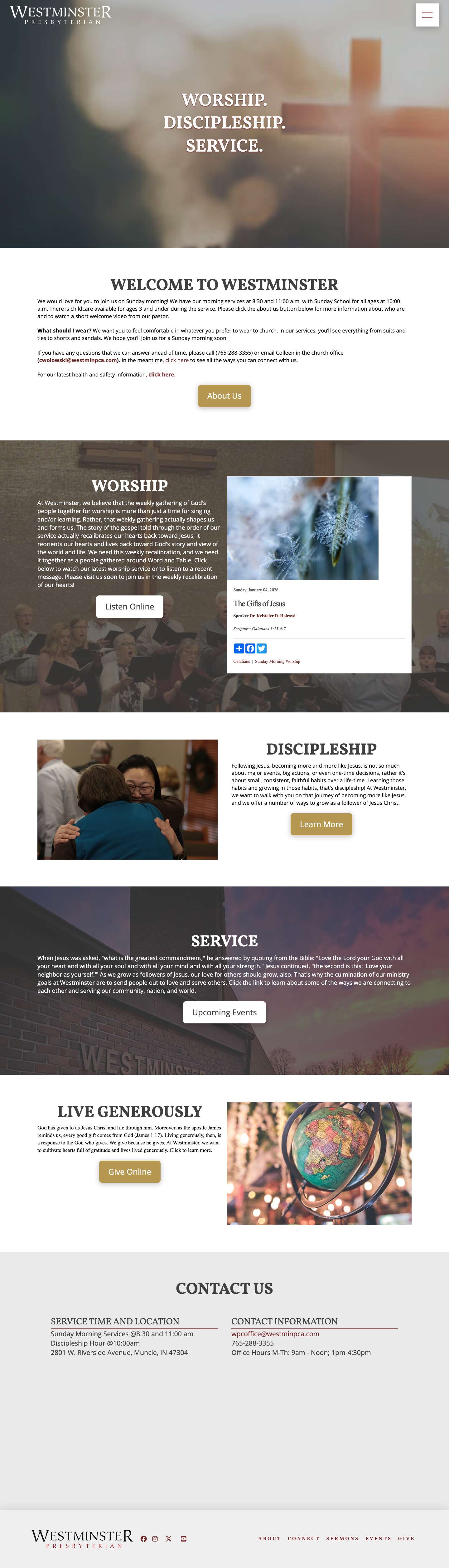 Westminster Presbyterian Church | To glorify God, enjoy Him, and make him known - Full Screenshot