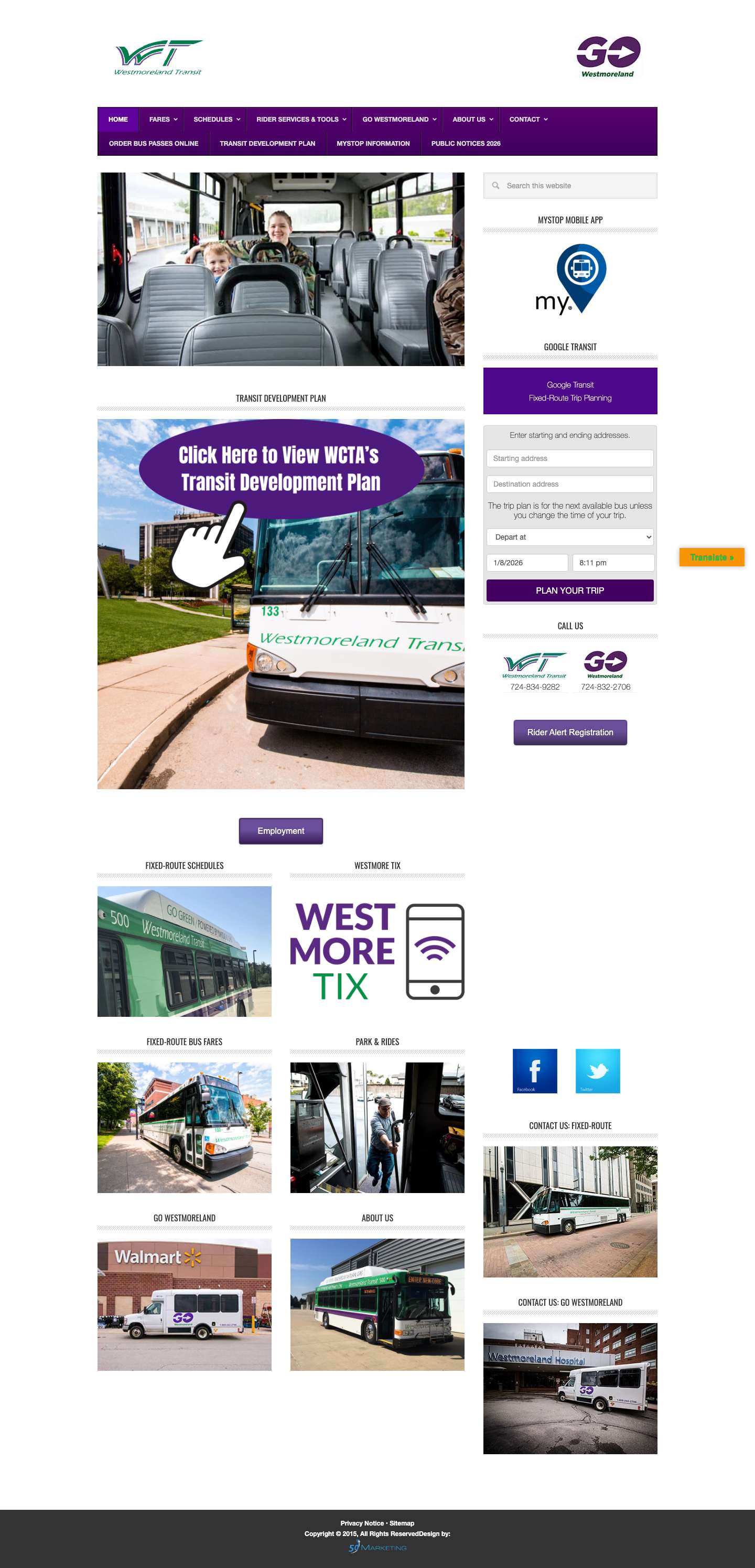 Home - Westmoreland Transit Authority - Full Screenshot