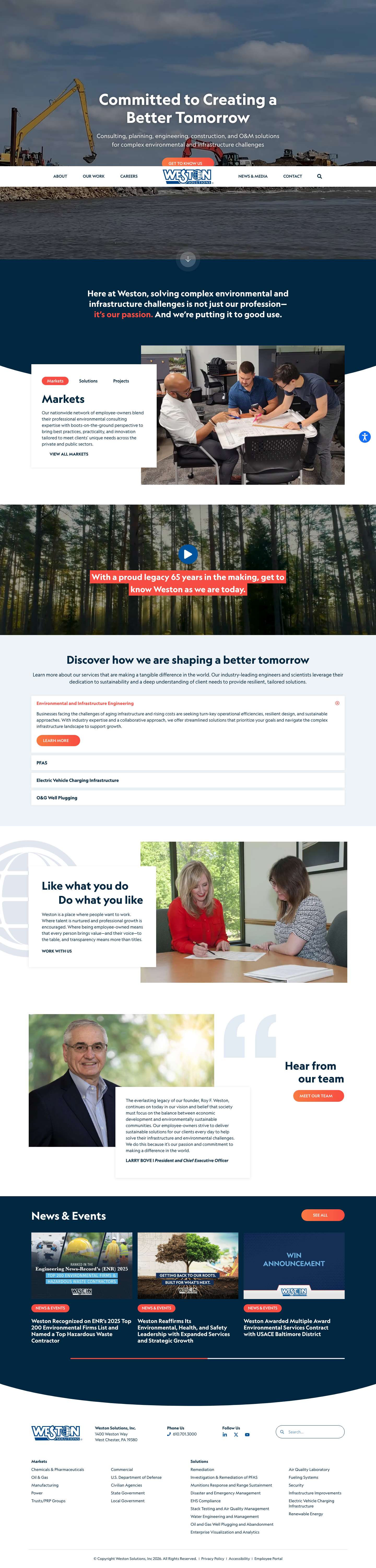 Weston Solutions - Environmental and Infrastructure Engineering and Construction - Full Screenshot