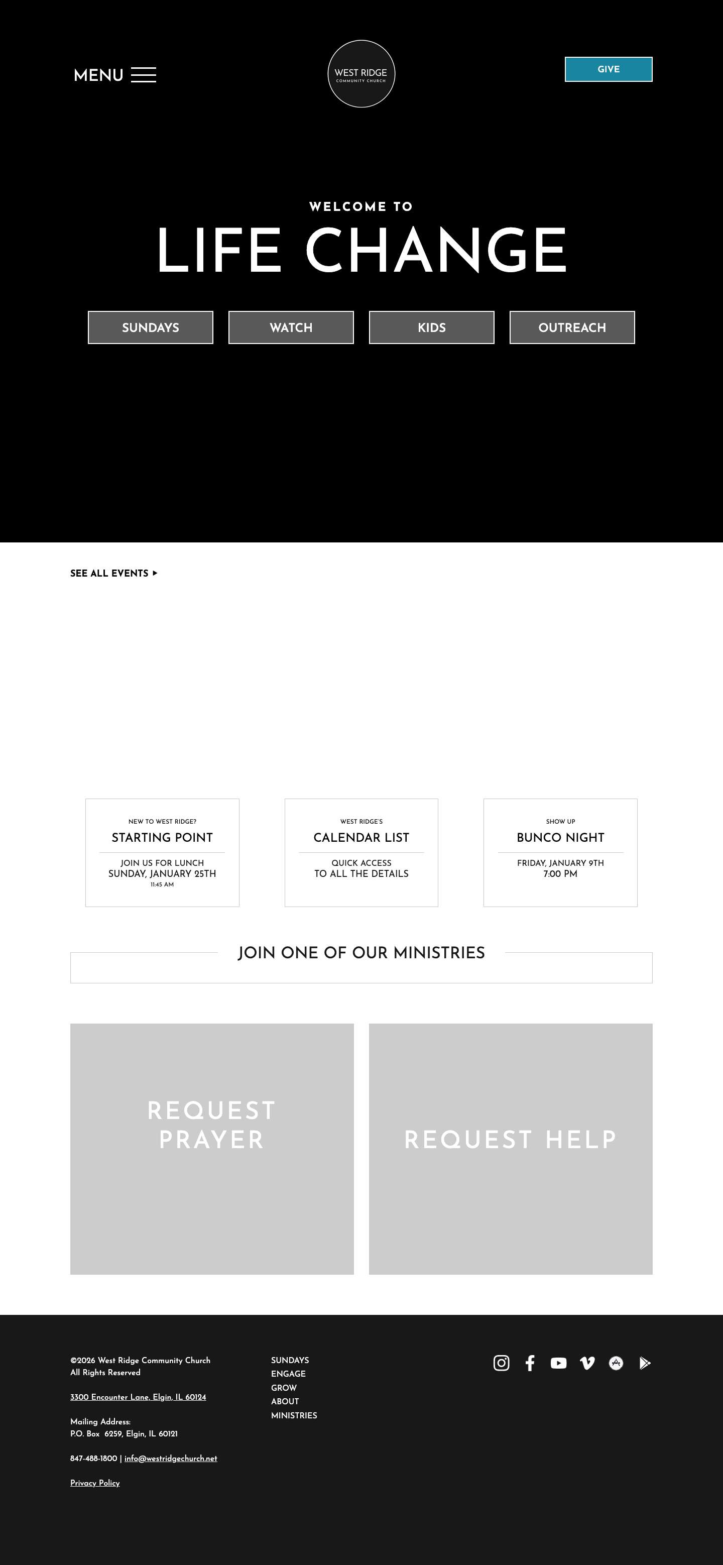 West Ridge Community Church - Encounter, Embrace, Embody the Radical Love of God - Full Screenshot