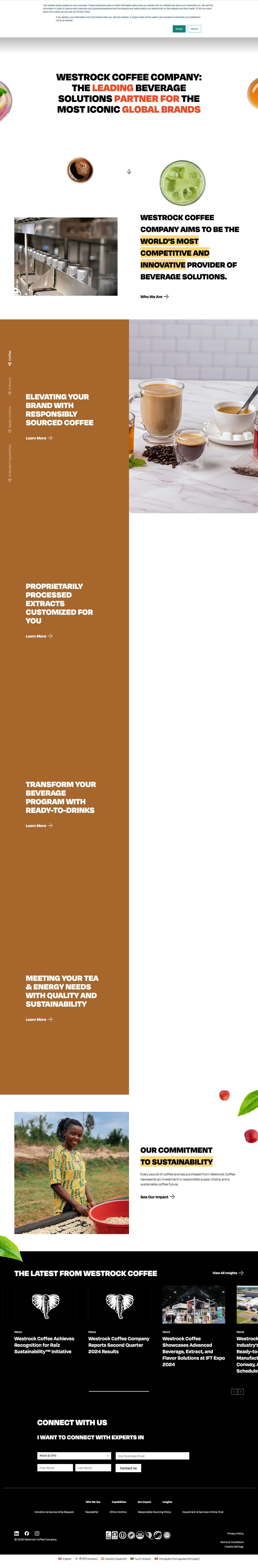Westrock Coffee Company | Coffee, Tea, and ExtractsLogoExternal LinkExternal LinkExternal LinkSearchWestrock LogoOpen Mobile MenuClose Mobile MenuSearchOpen SubmenuOpen SubmenuOpen SubmenuOpen SubmenuExternal LinkExternal LinkExternal LinkCoffeeExtractsReady to DrinkExtended CapabilitiesCoffeeExtractsReady to DrinkExtended CapabilitiesLeft arrowRight arrow - Full Screenshot