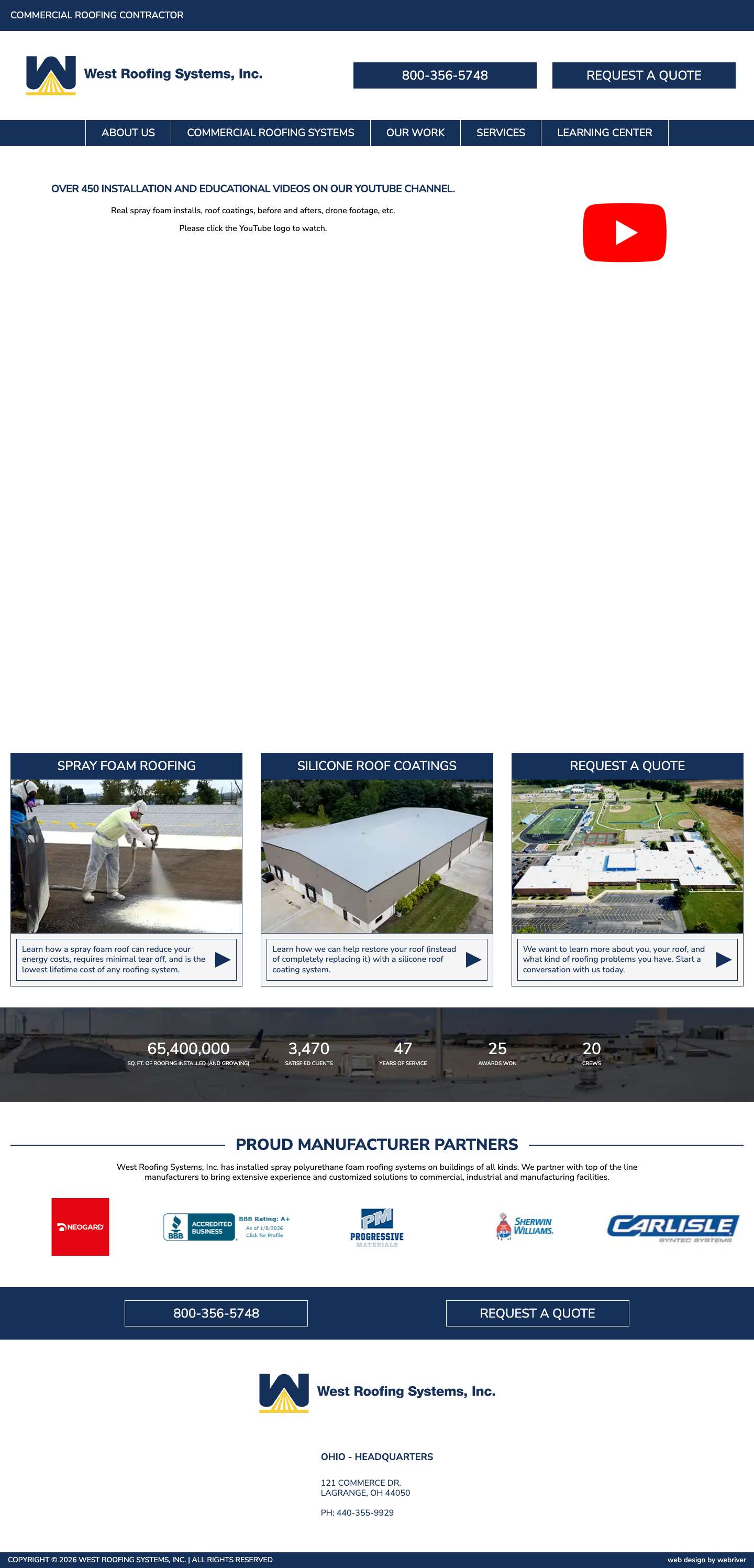 Commercial Roofing Contractor in LaGrange, Ohio - Full Screenshot
