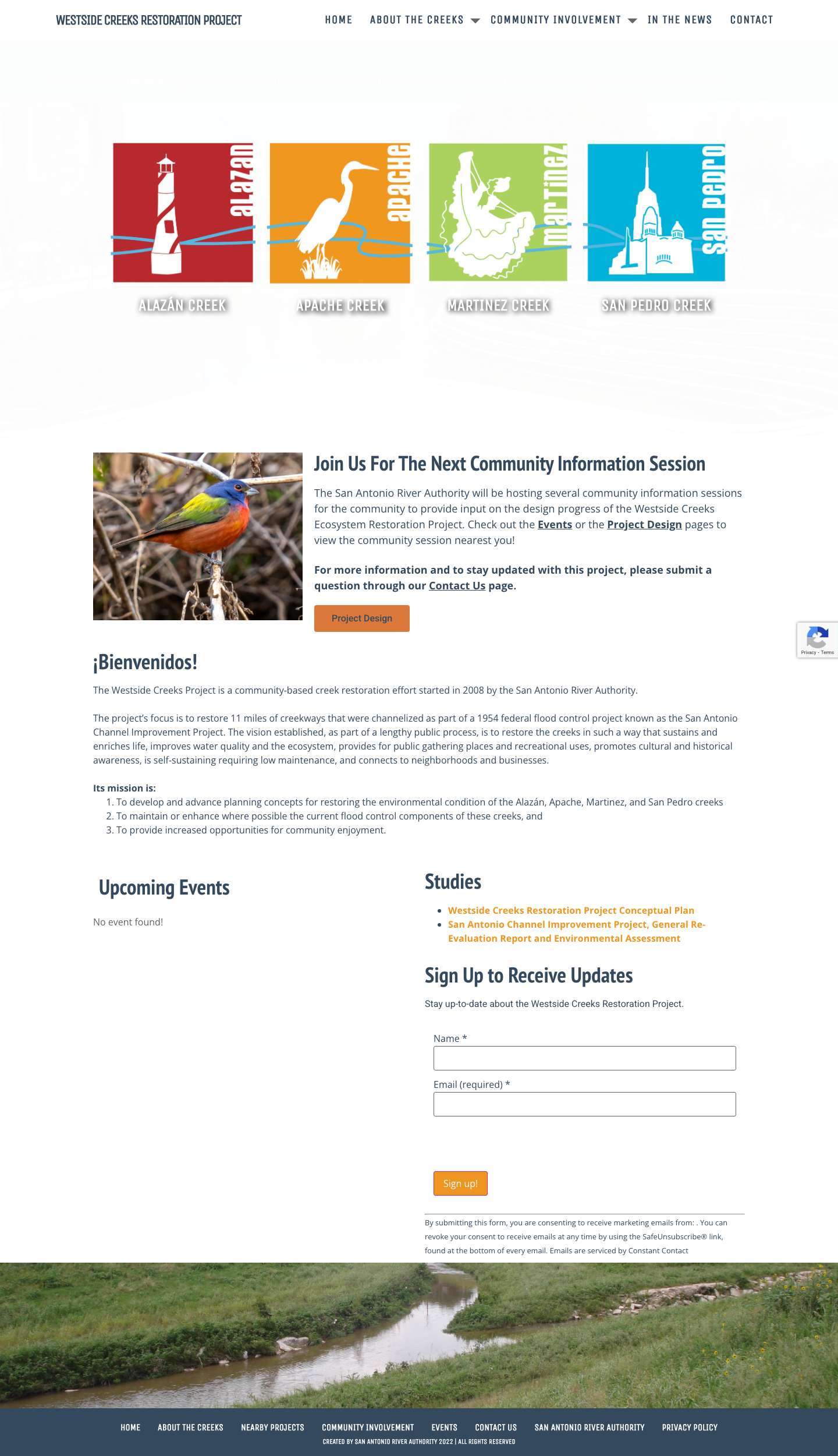 Home | Westside Creeks Restoration Project - Full Screenshot