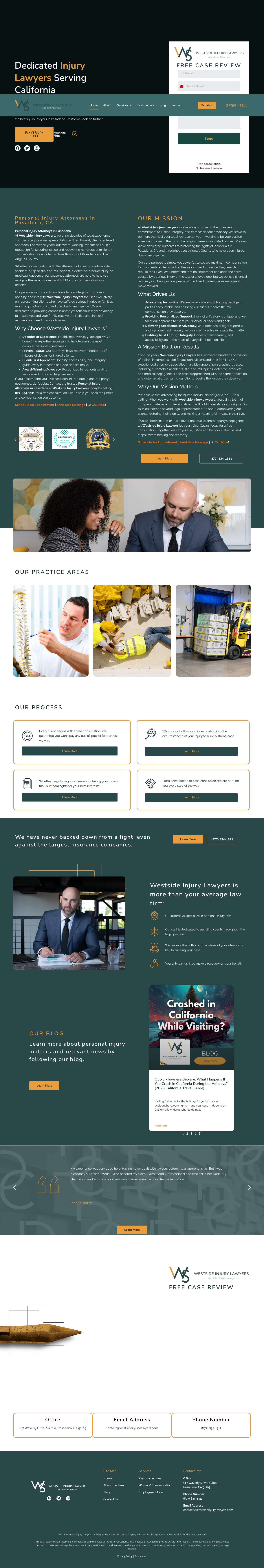 Law Firms in Pasadena, Southern California | #1 Injury Lawyer - Full Screenshot
