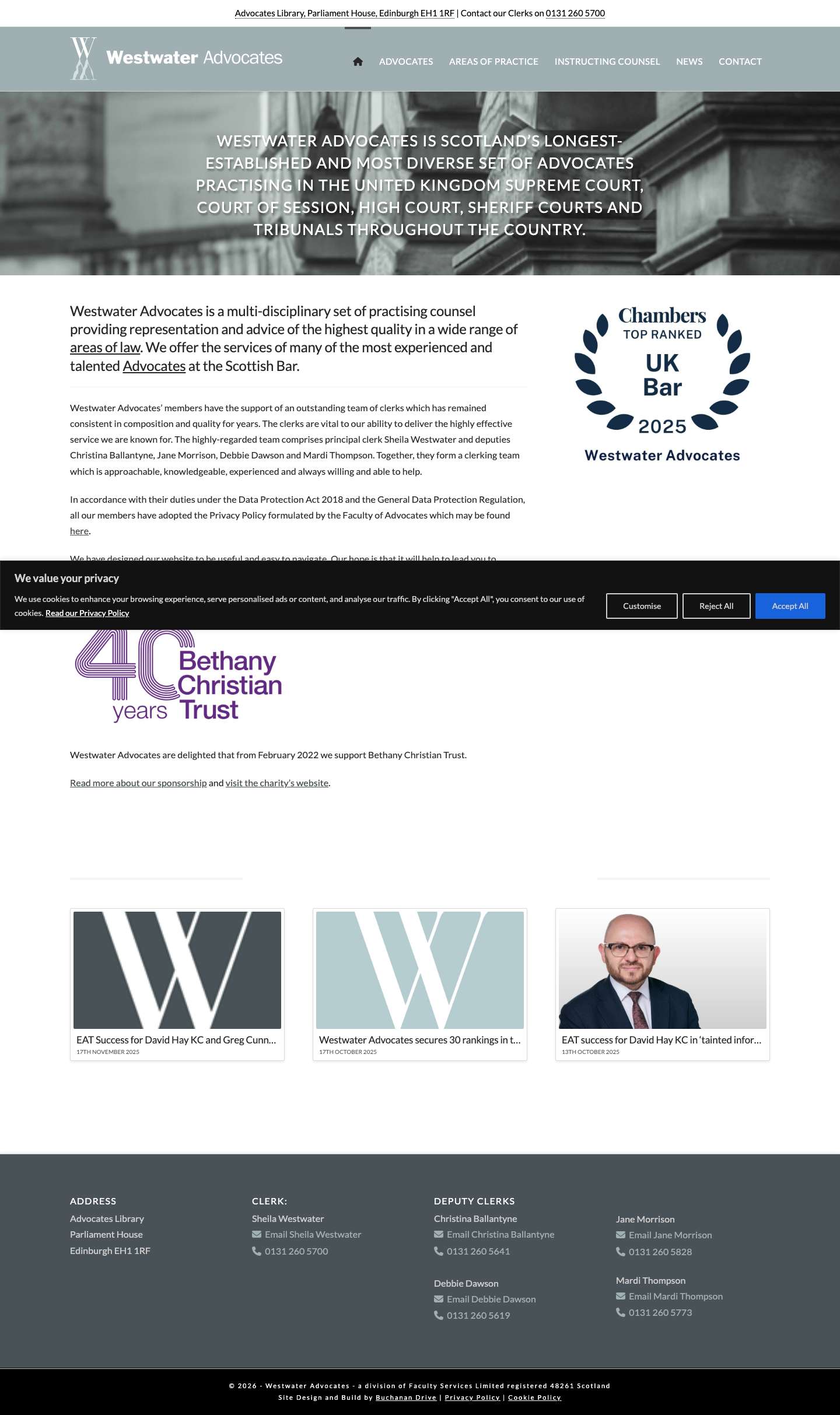 Westwater Advocates - Legal Services, Multi-disciplinary Advocates & KCs - Full Screenshot