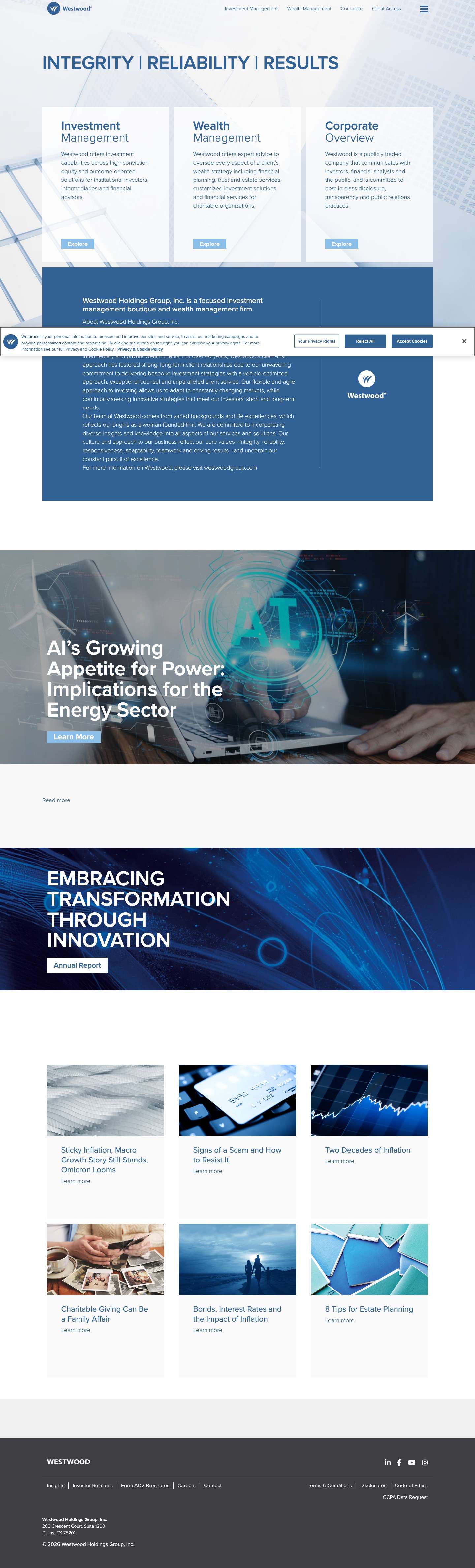 Top Investment & Wealth Management | Westwood Group - Full Screenshot