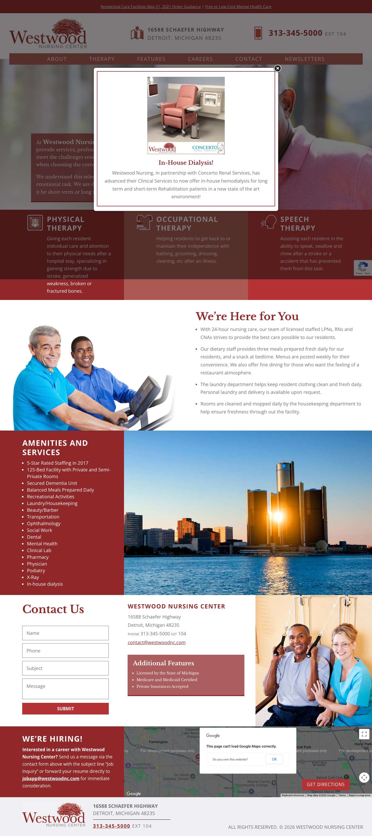 Home - Westwood Nursing Center - Full Screenshot