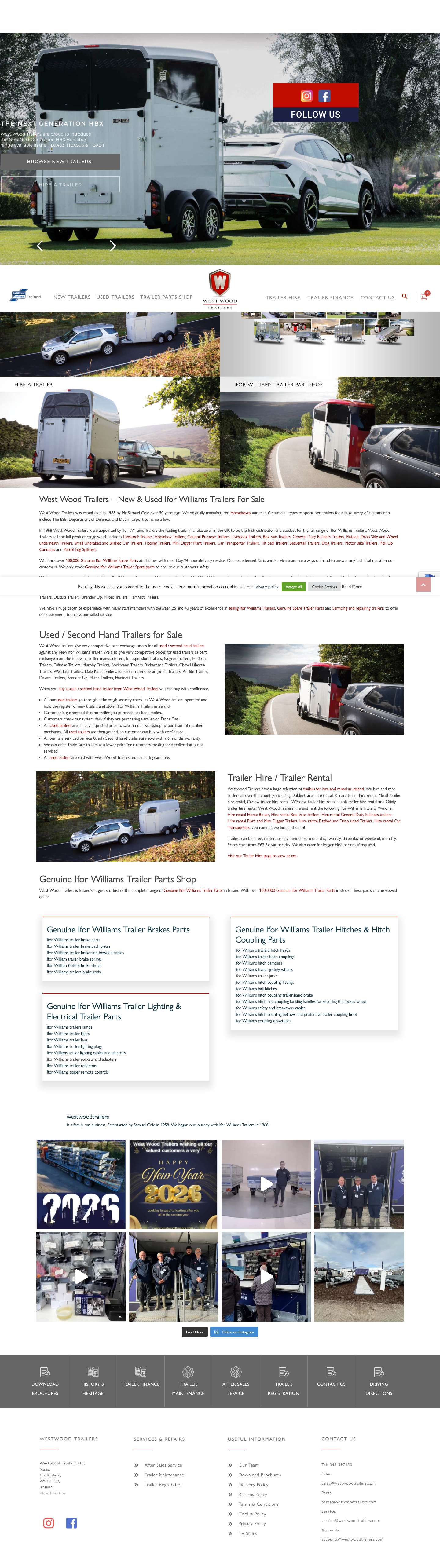 West Wood Ifor Williams Trailers - New Trailers - Used Trailers - Trailer Hire - Full Screenshot