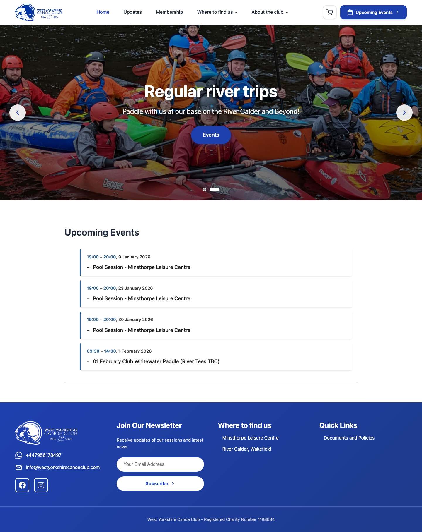 West Yorkshire Canoe Club – We are a family canoe and kayaking club, founded in 1955, and based in and around Wakefield in West Yorkshire. - Full Screenshot