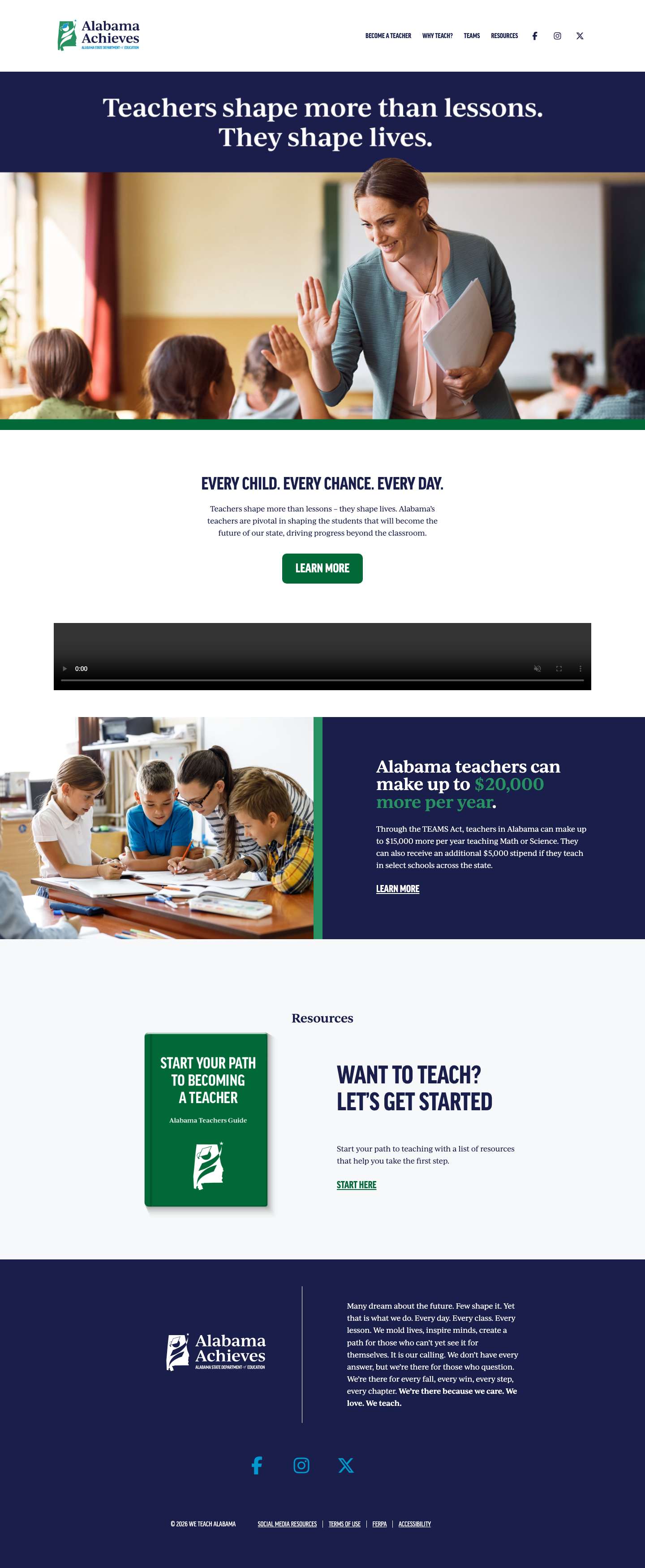 Home - We Teach Alabama - Full Screenshot