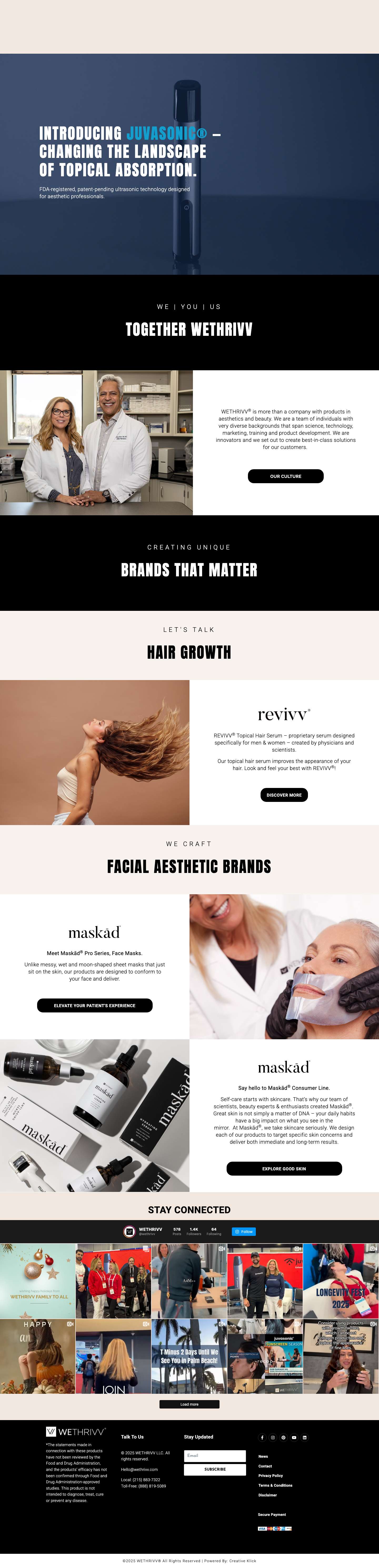 WETHRIVV® | LEADER IN AESTHETICS & HAIR GROWTH - Full Screenshot