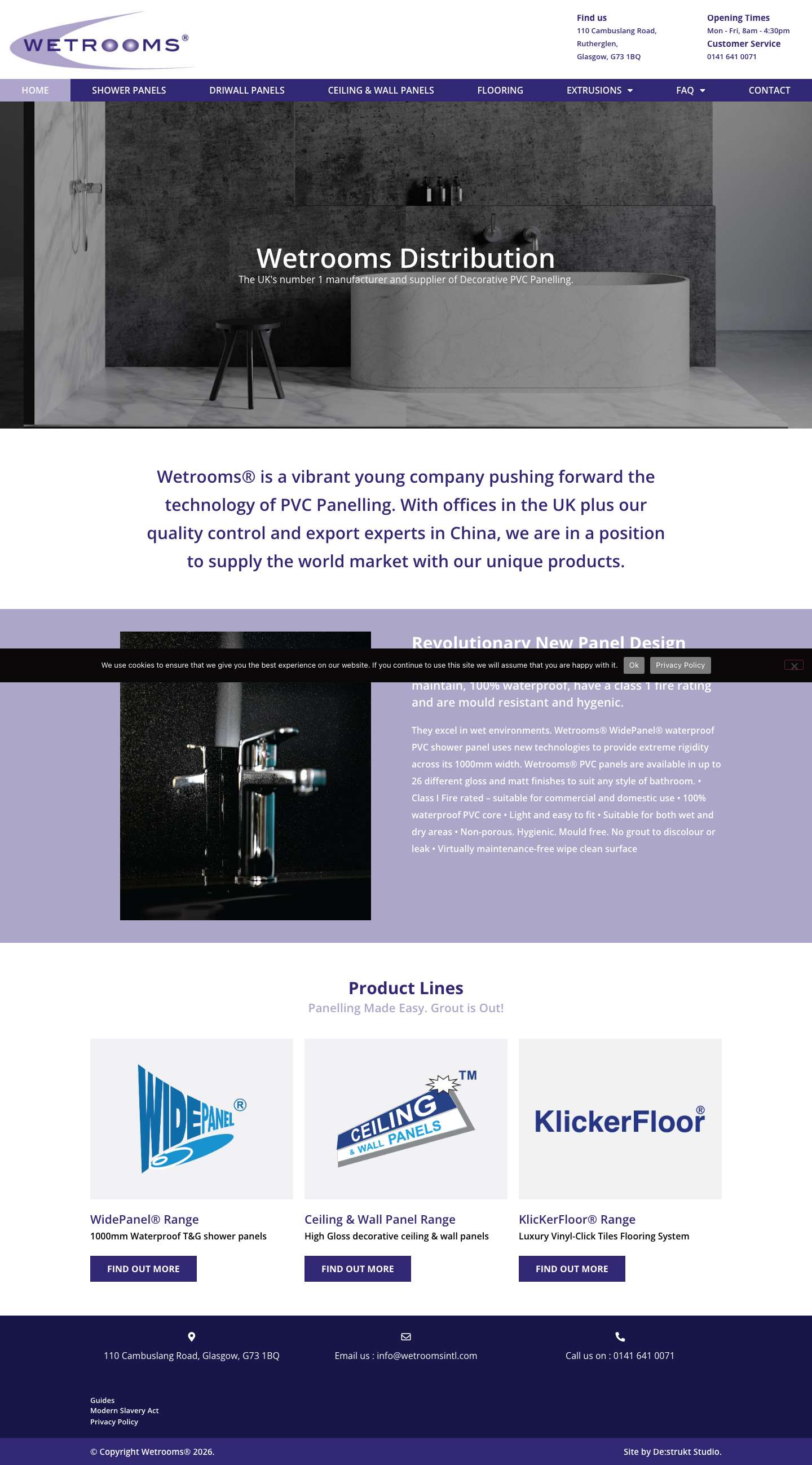 Wetrooms® Distribution – Ceiling and Wall Panels - Full Screenshot