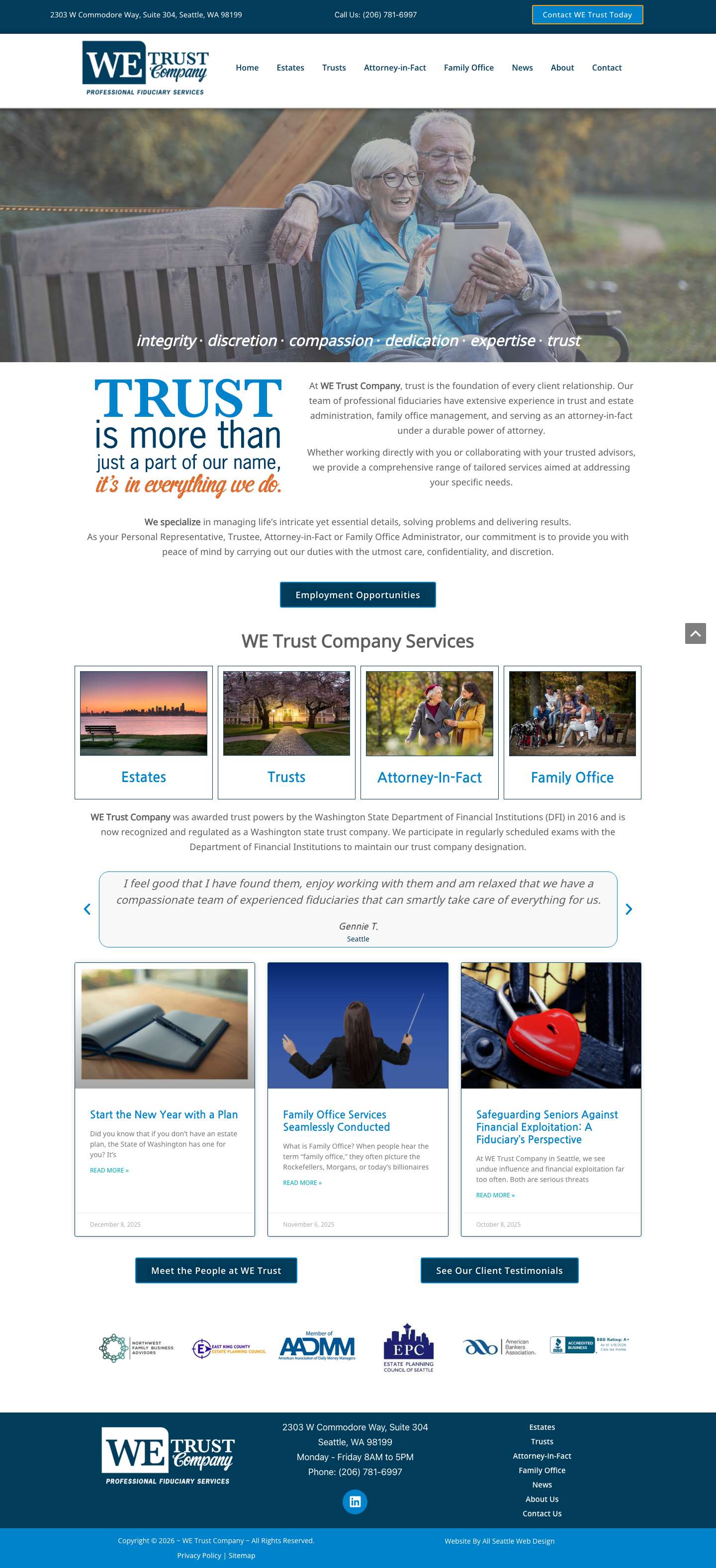WE Trust Company Professional Fiduciary Seattle Washington - Full Screenshot