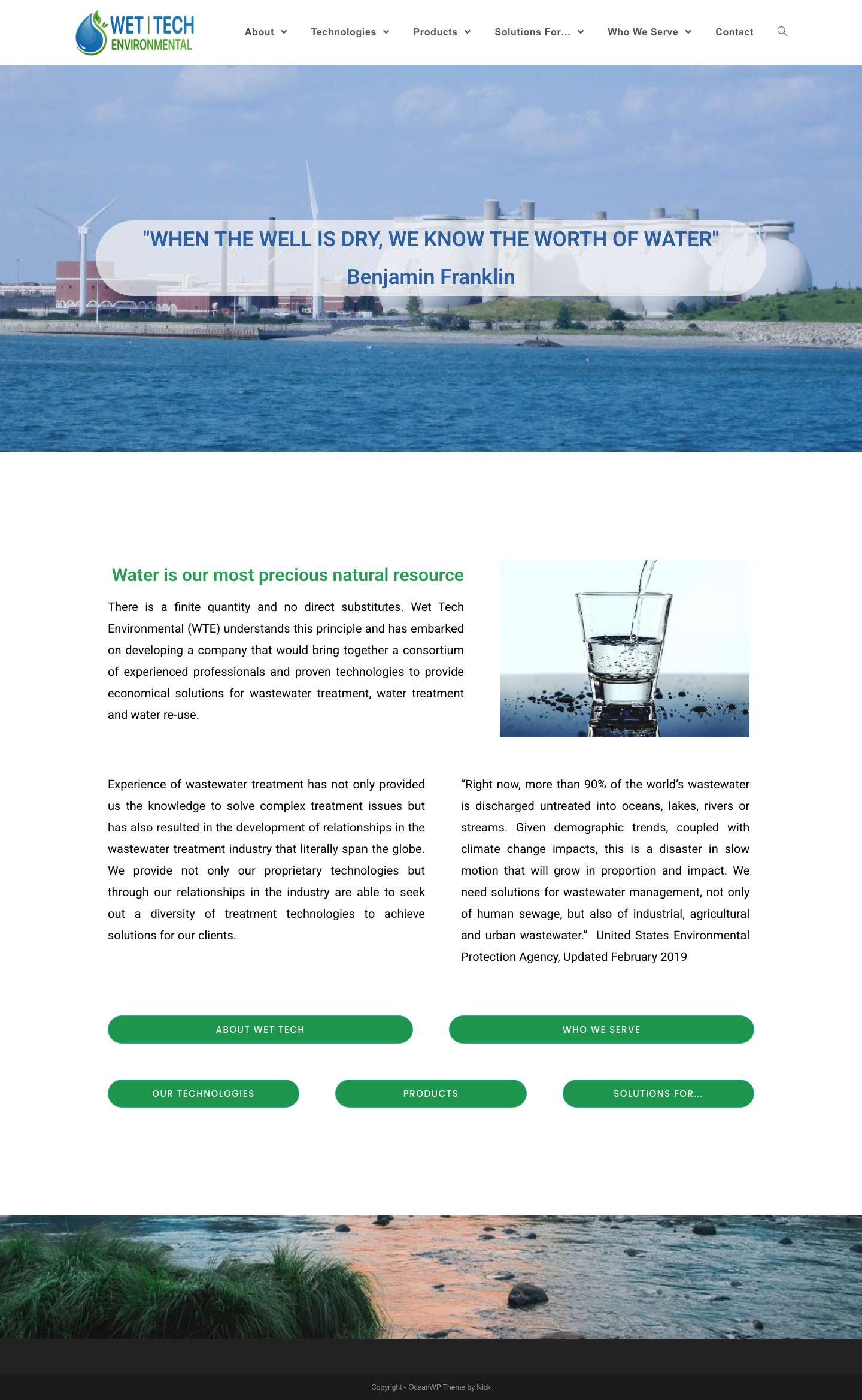 Wet Tech Environmental Wastewater Treatment Homepage - Full Screenshot