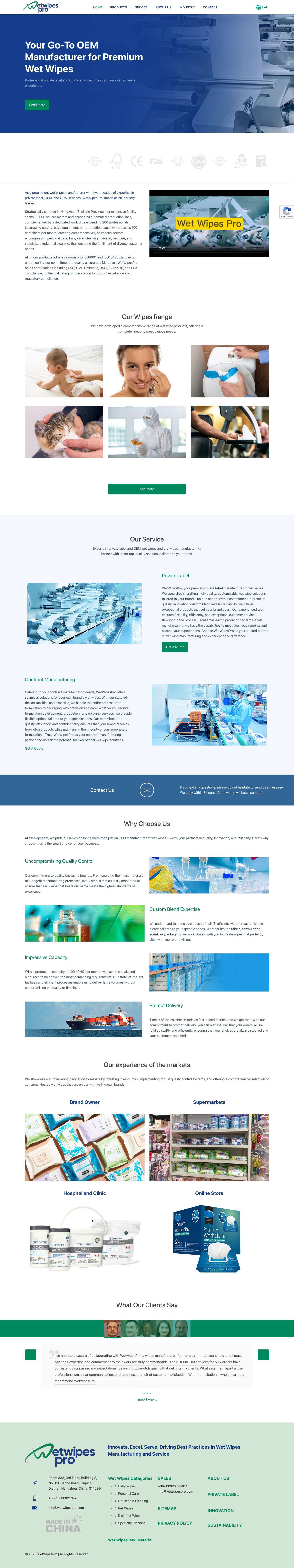 OEM & Private Label Wet Wipes Manufacturer - Full Screenshot