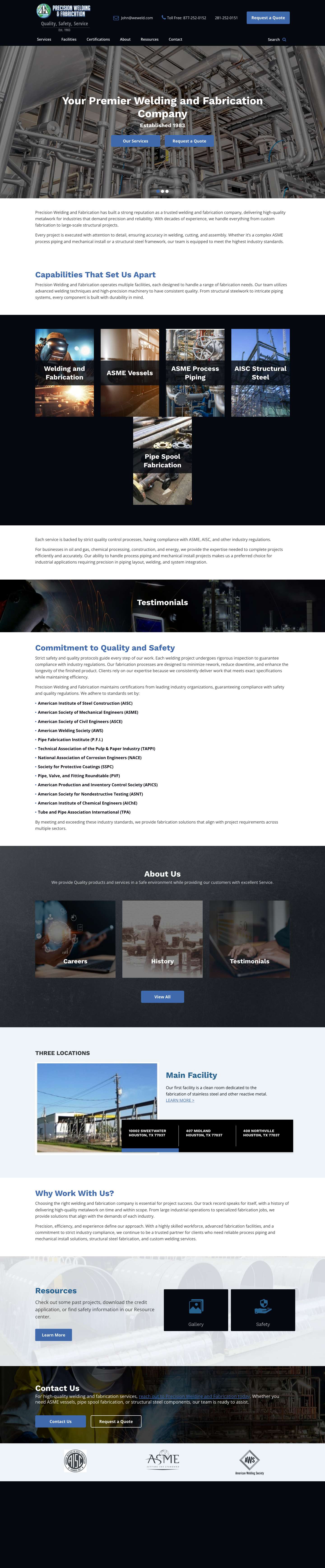 Your Precision Welding and Fabrication Company - Full Screenshot