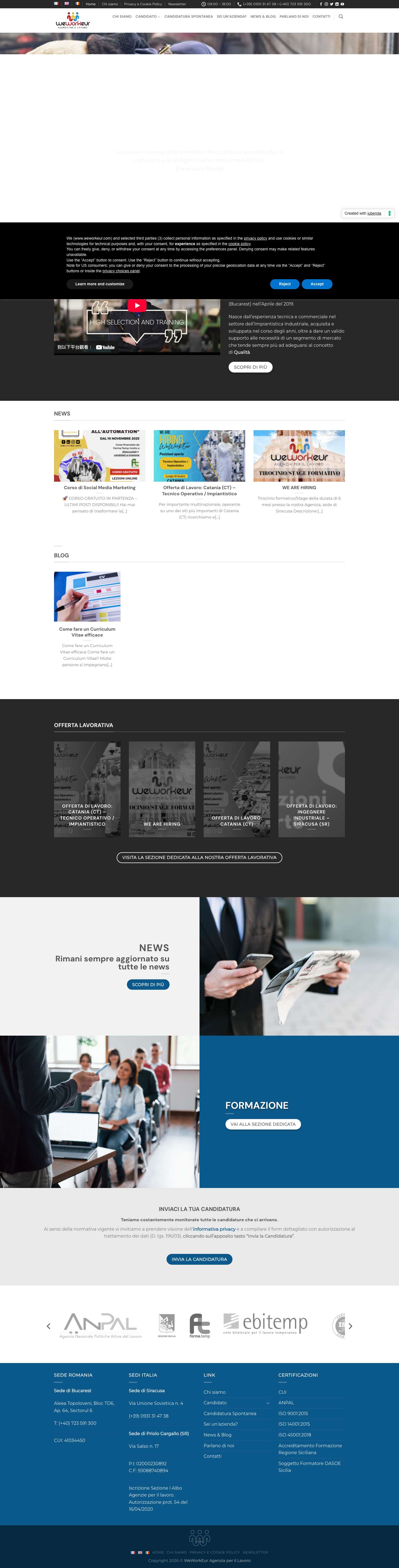 WeWorkEur Agenzia per il Lavoro - Full Screenshot