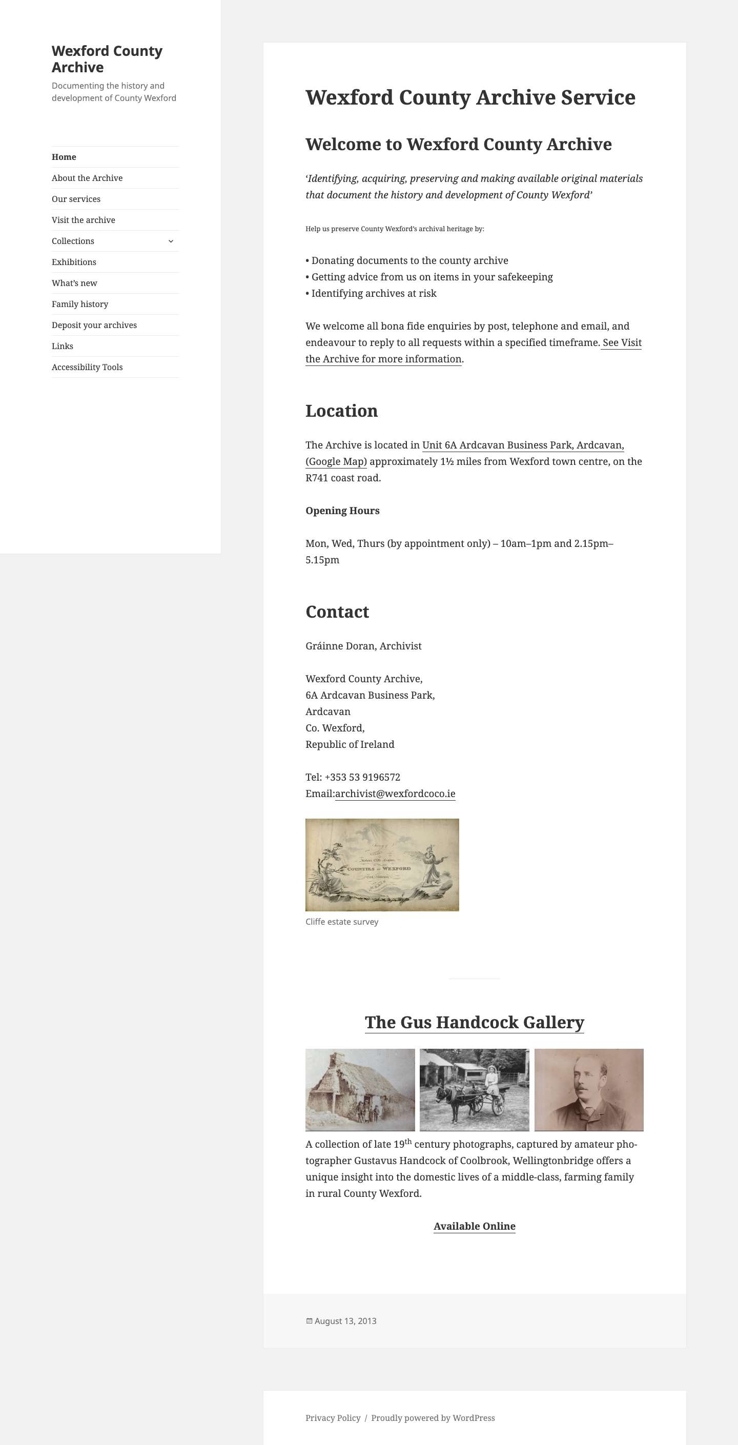 Wexford County Archive – Documenting the history and development of County Wexford - Full Screenshot