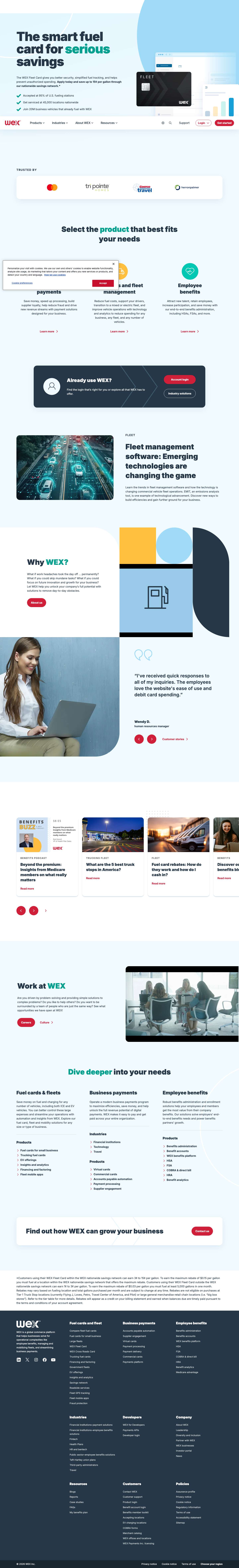 WEX | Simplify business fuel cards, employee benefits, & payment solutions - Full Screenshot