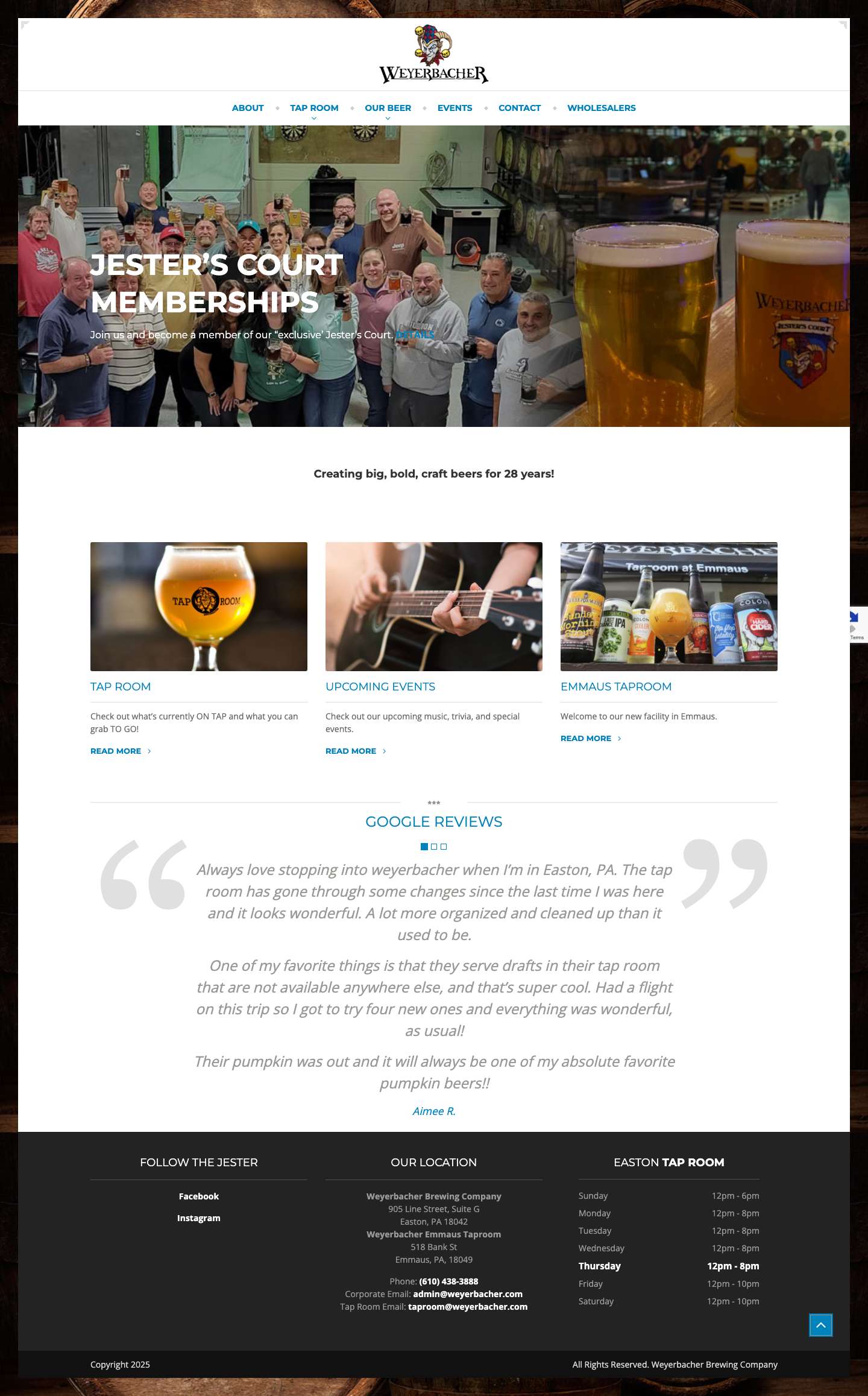 Big, Full-Flavored Craft Beers | Weyerbacher Brewing in Easton, PA - Full Screenshot