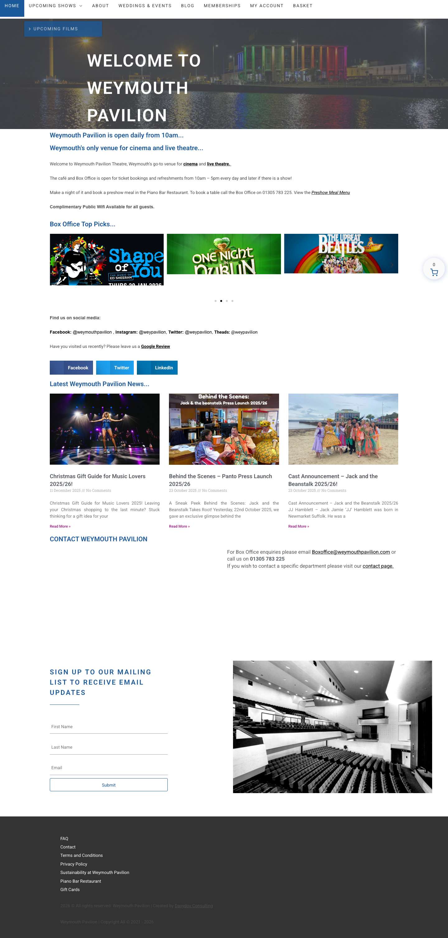 Weymouth Pavilion – Weymouth Pavilion Theatre in Weymouth, Dorset - Full Screenshot