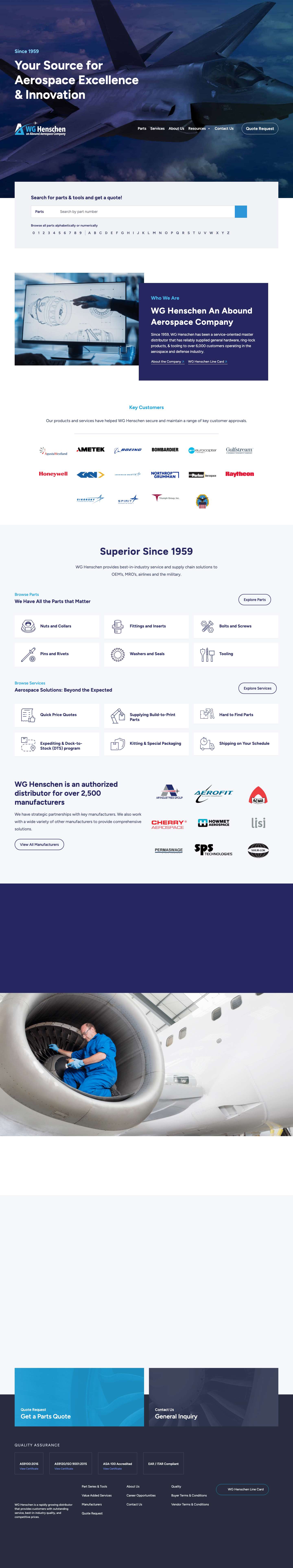 WG Henschen Aerospace & Defense Distributor - Full Screenshot