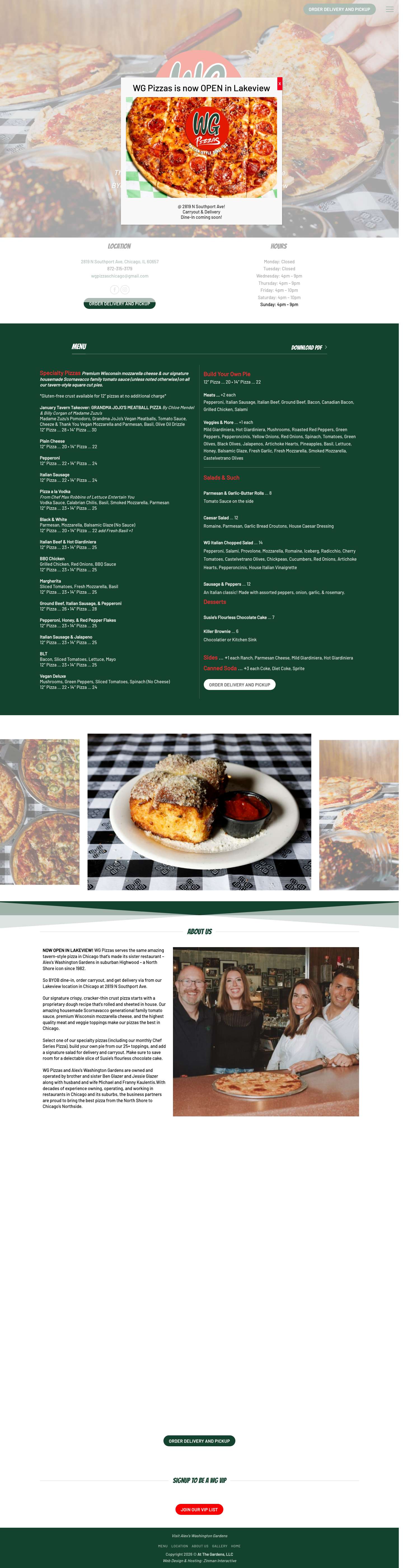 Chicago's Best Tavern-style Pizza - WG Pizza's - Full Screenshot