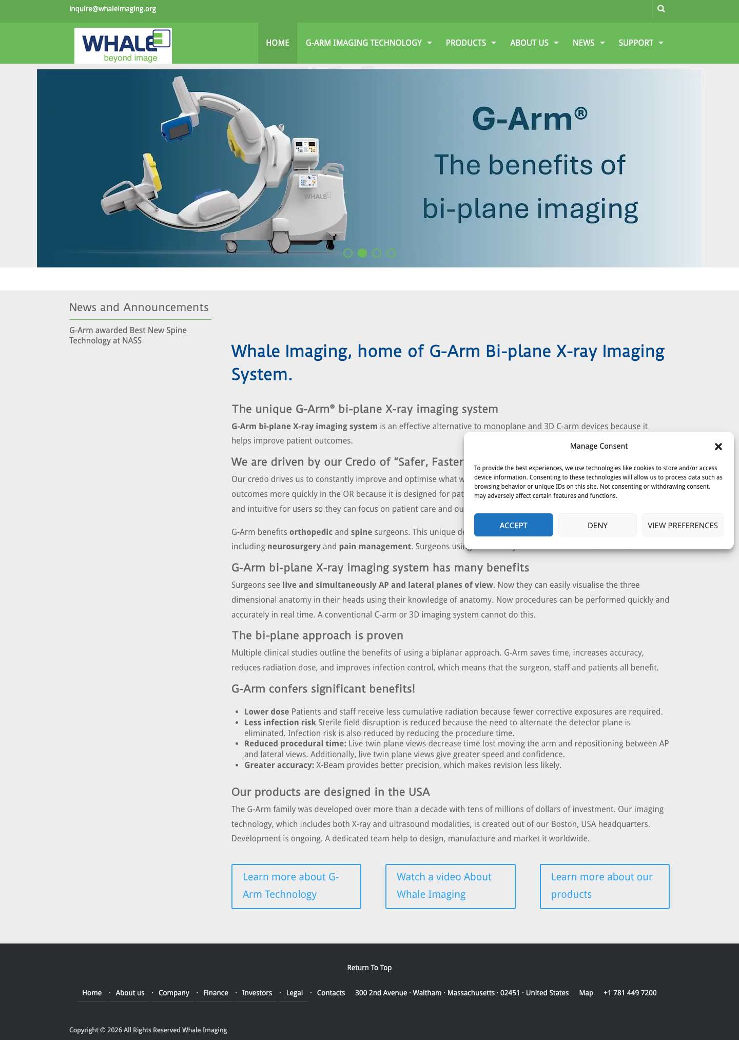 X-ray imaging system - G-Arm surgical imaging system - Full Screenshot