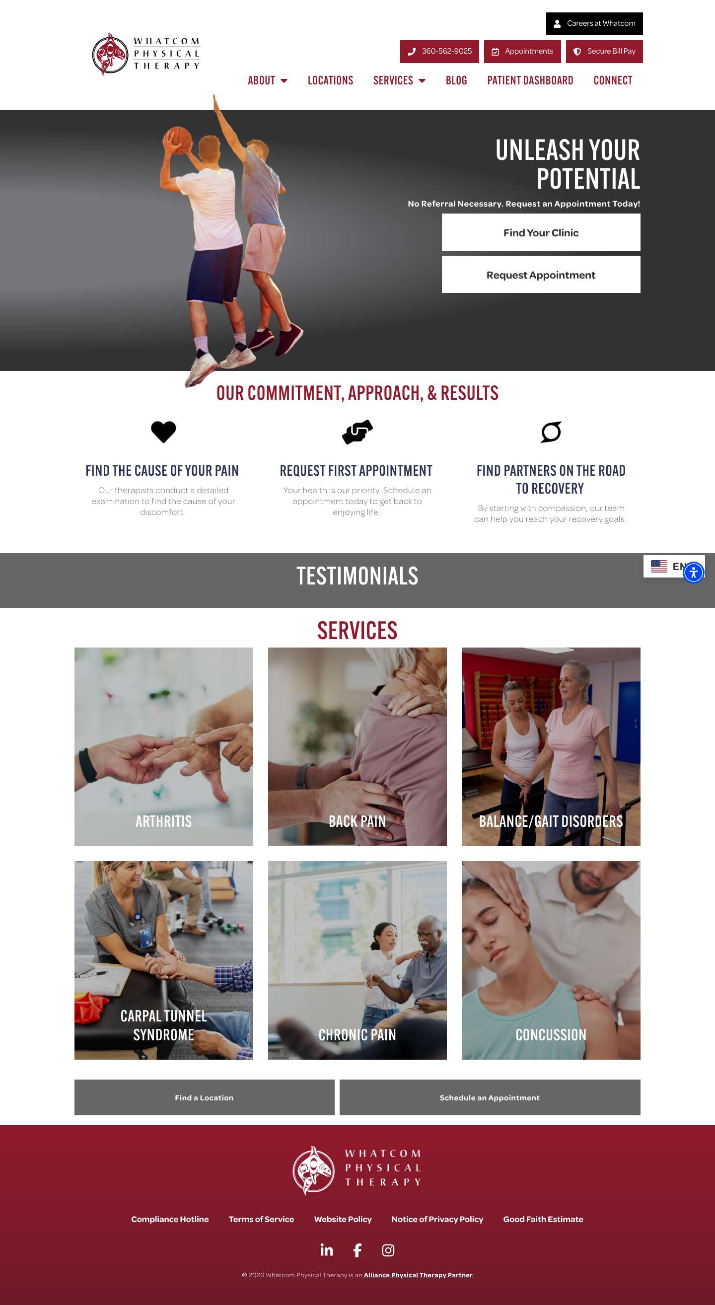 Whatcom PT - Physical Therapy in Blaine & Ferndale, WA - Full Screenshot