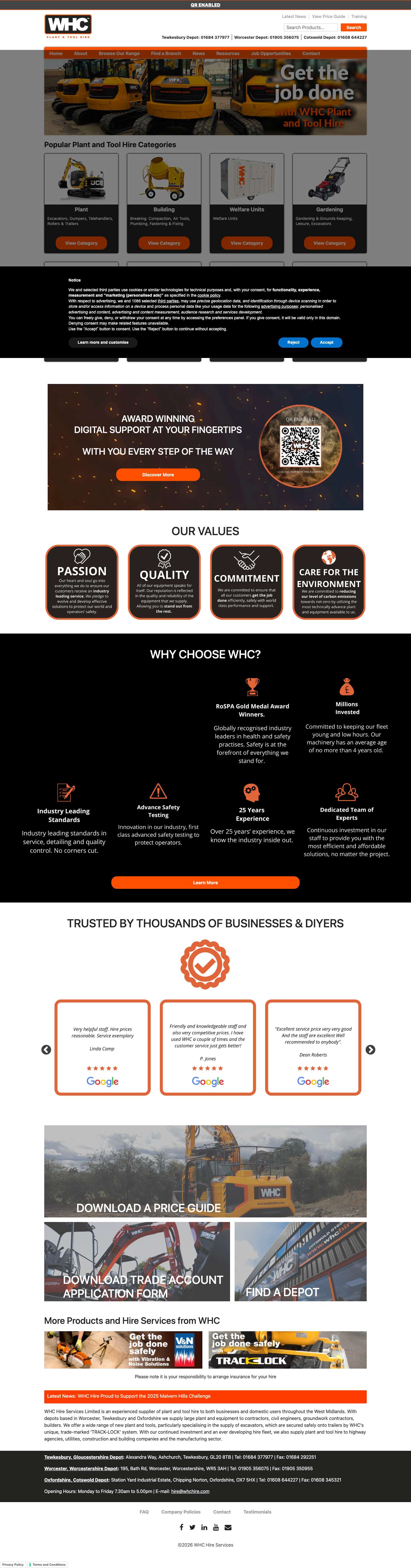 WHC Hire Services | Plant & Tool Hire - Full Screenshot