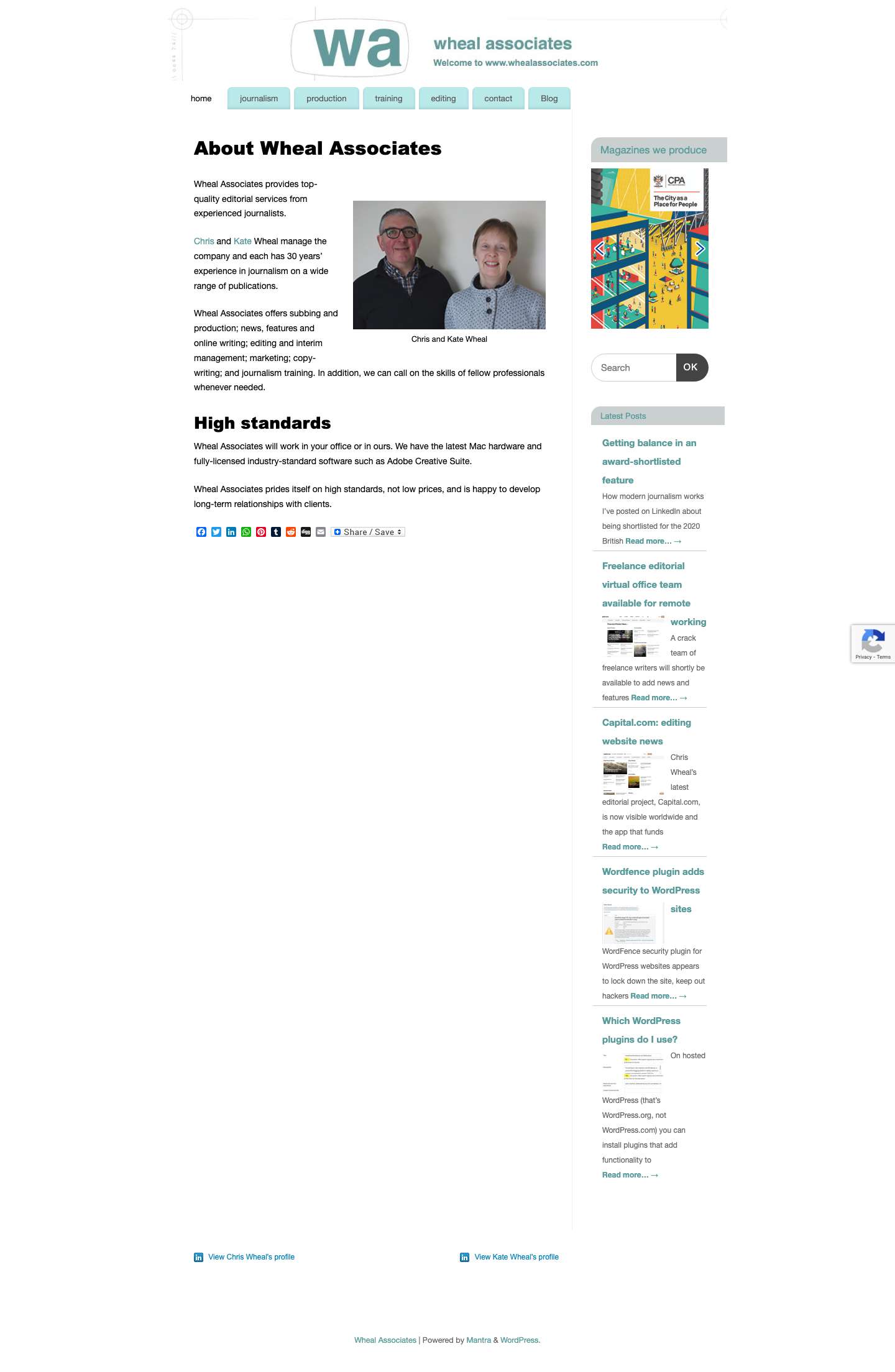 Journalists Chris Wheal and Kate Wheal run Wheal Associates - Full Screenshot