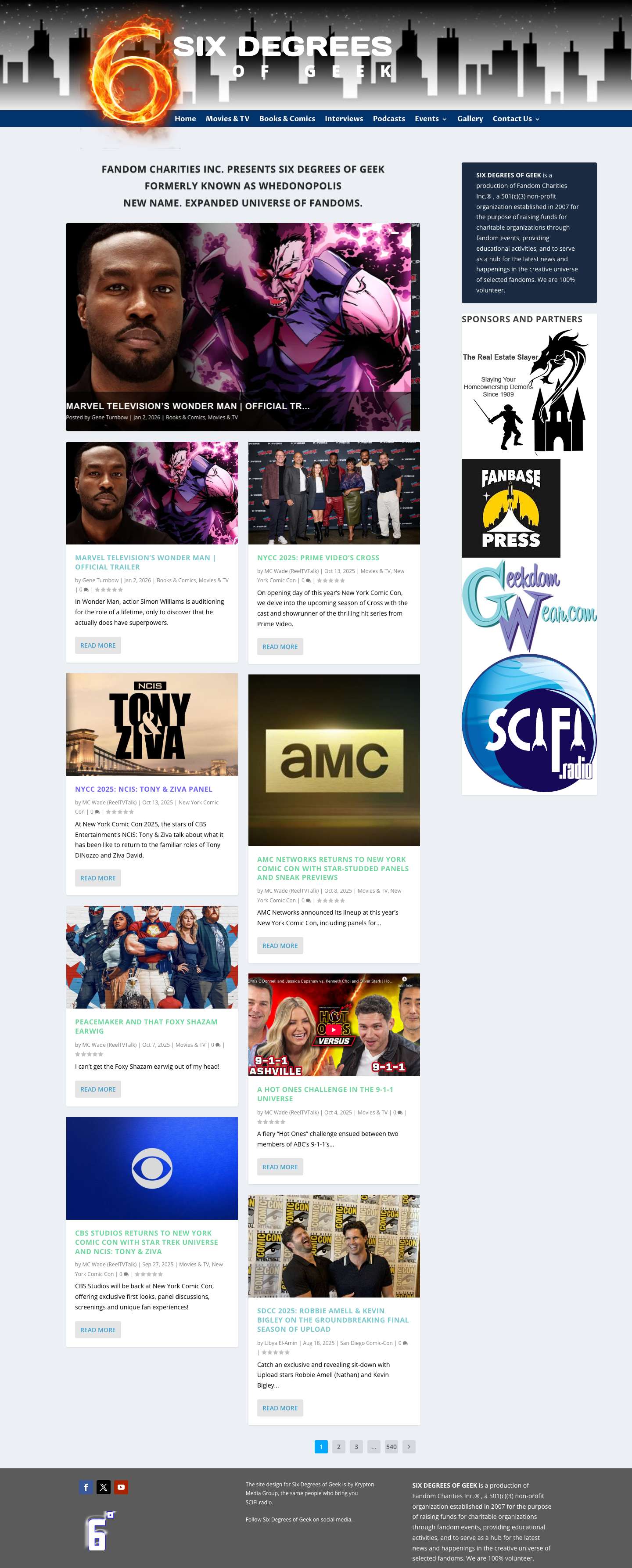 Six Degrees of Geek - Sci-Fi and Fantasy News, Interviews and Reviews - Full Screenshot