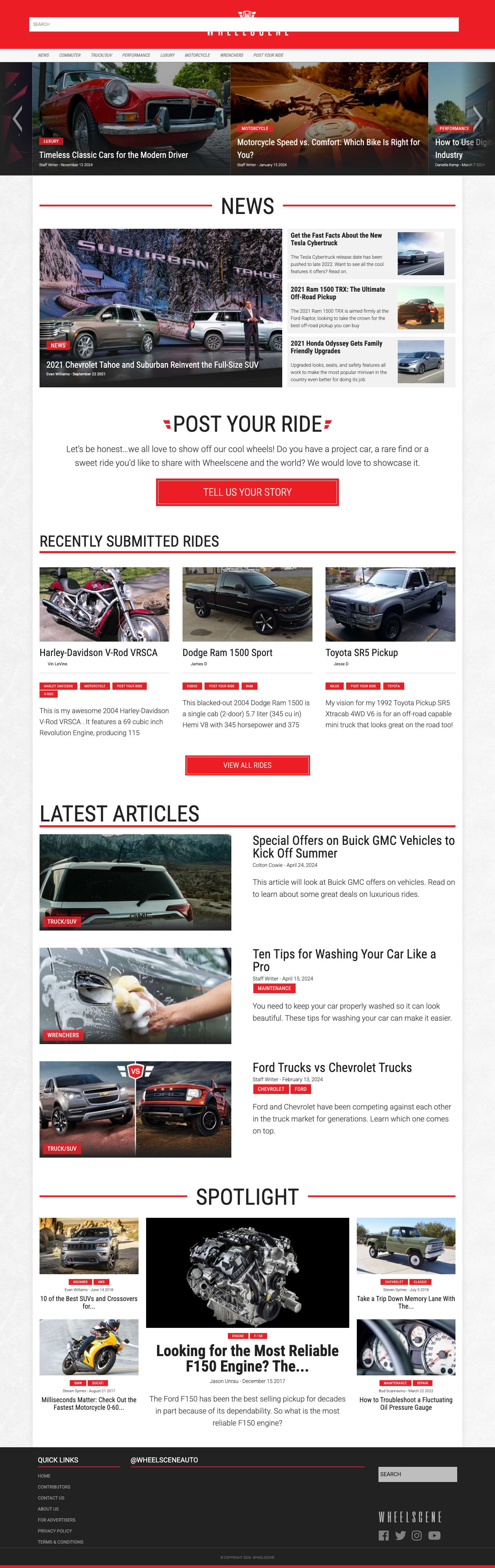 WheelScene - Automotive News, Reviews and How-To's - Full Screenshot