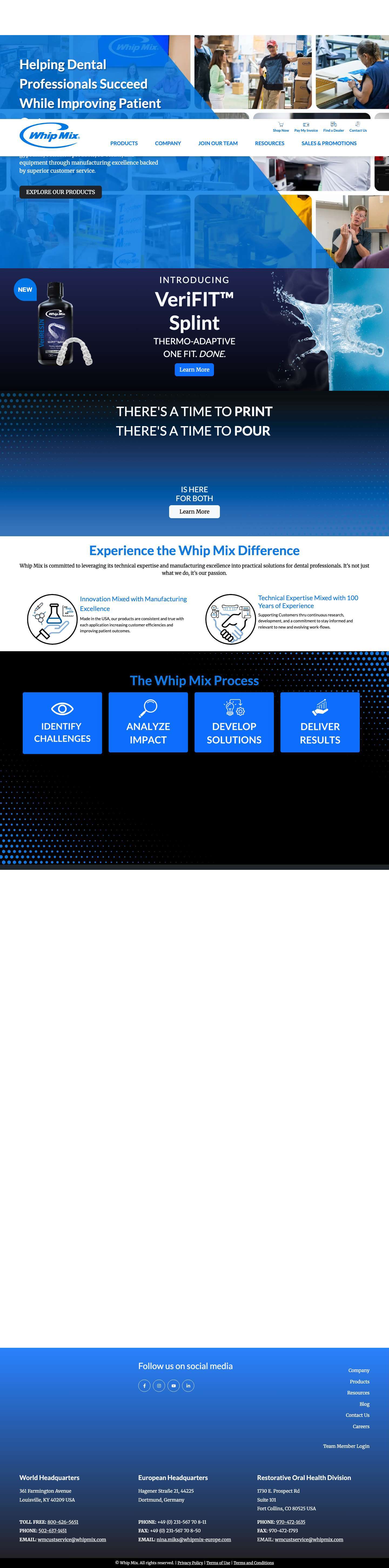 Whip Mix | Helping Dental Professionals Succeed - Full Screenshot