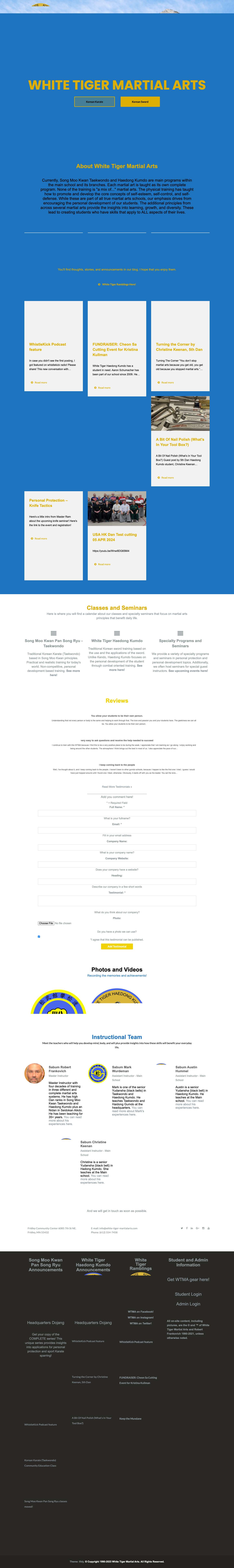 WHITE TIGER MARTIAL ARTS – Developing Courage and Community through Martial Arts - Full Screenshot