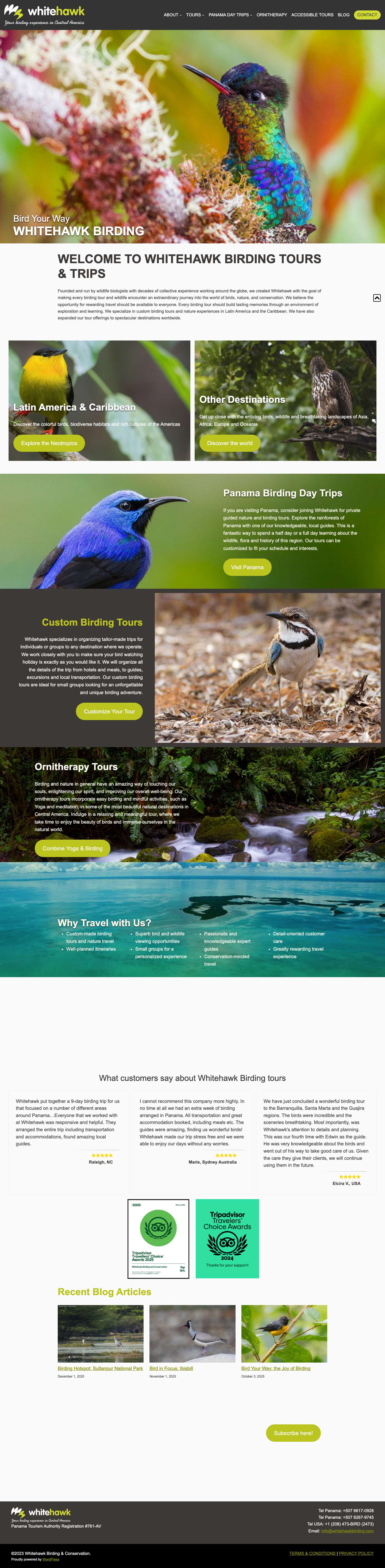 Birding Tours with Whitehawk - Birding Tours with Whitehawk - Full Screenshot