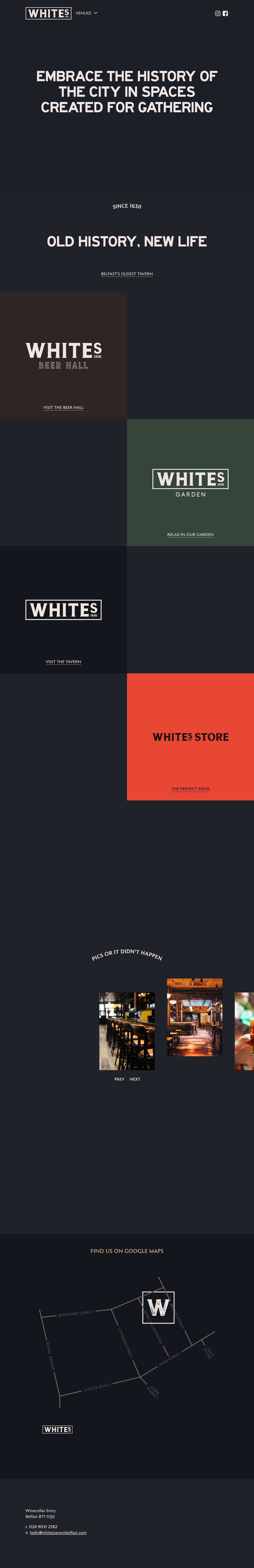 White's Tavern – Irish Bars Belfast | Belfast Pubs | Pub Grub - Full Screenshot