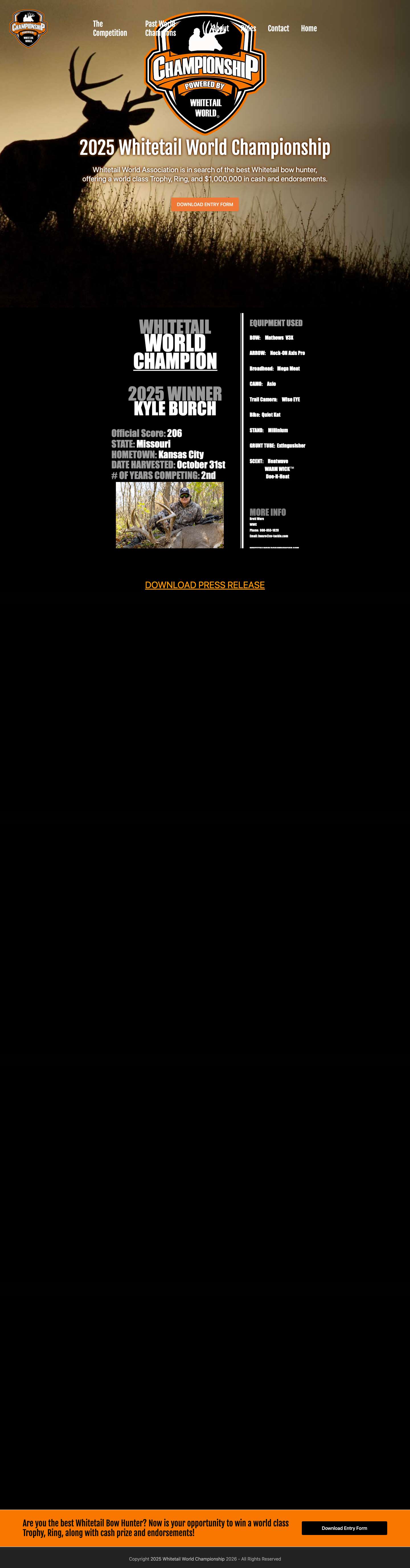 2025 Whitetail World Championship – whitetailworldchampion.com - Full Screenshot