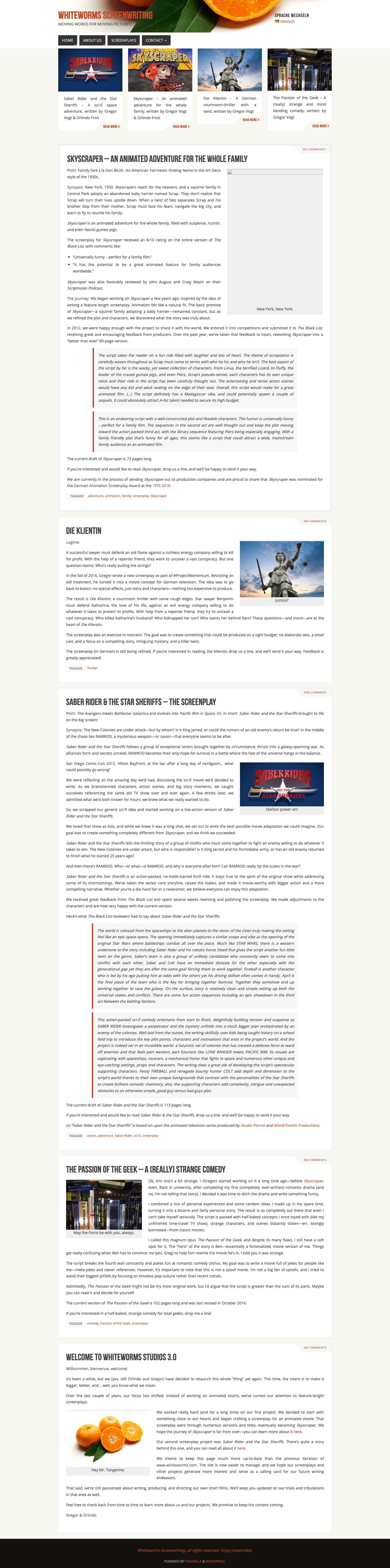 Whiteworms Screenwriting – Moving Words for Moving Pictures - Full Screenshot