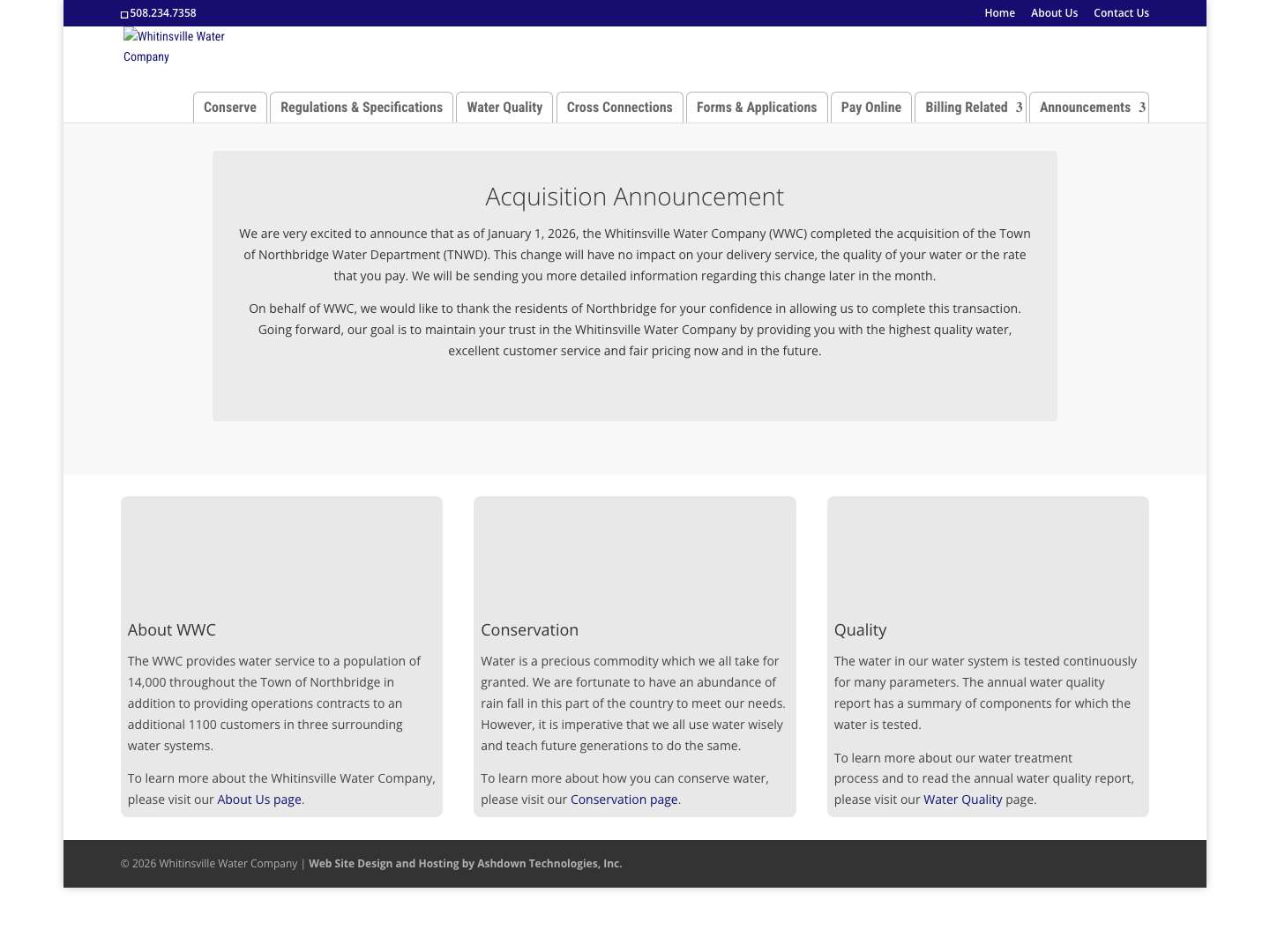 Home » Whitinsville Water Company - Full Screenshot