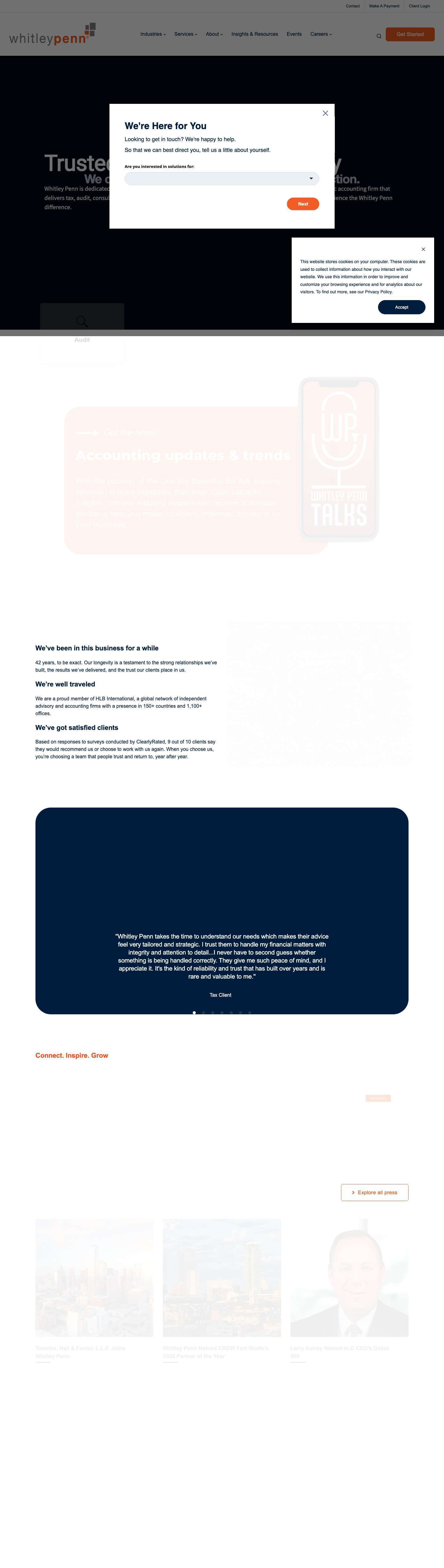 Whitley Penn | Trusted Accounting Firm for CPA Services - Full Screenshot