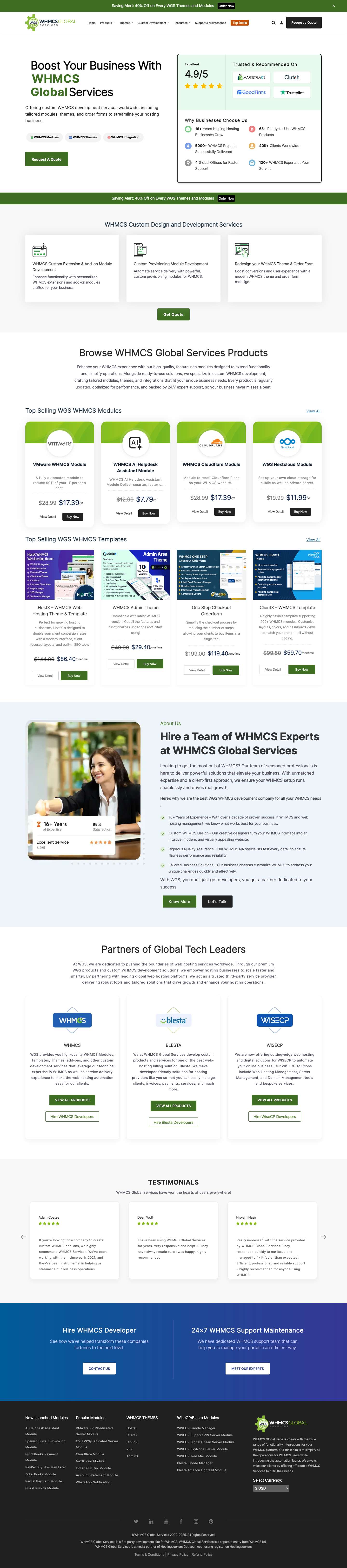 WHMCS Global Services: Custom Modules, Themes and Order Forms - Full Screenshot